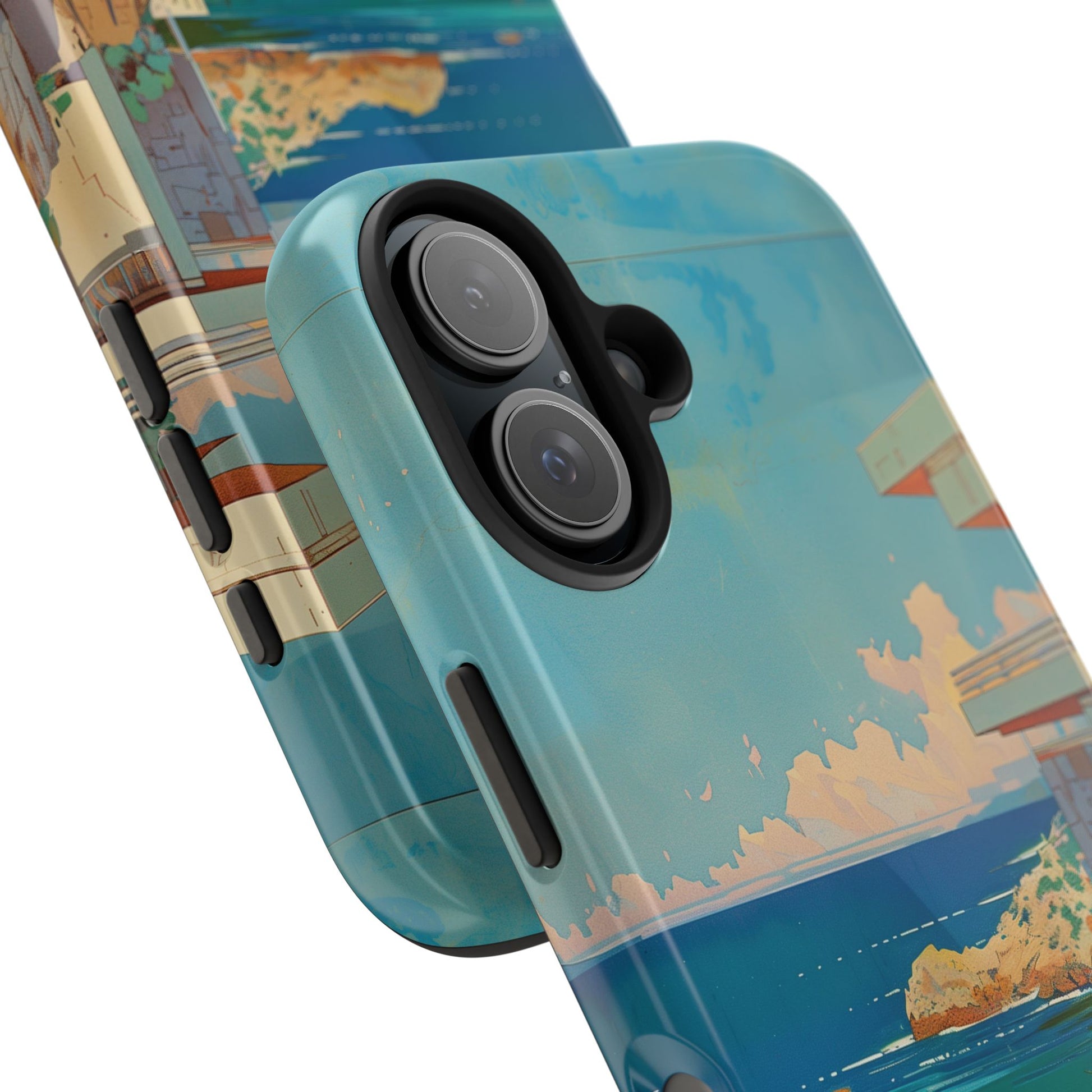 Retro Beach Scene Phone Case, Vintage Tropical Ocean iPhone Case, Summer Beach Phone Cover for iPhone, iphone 15 pro max