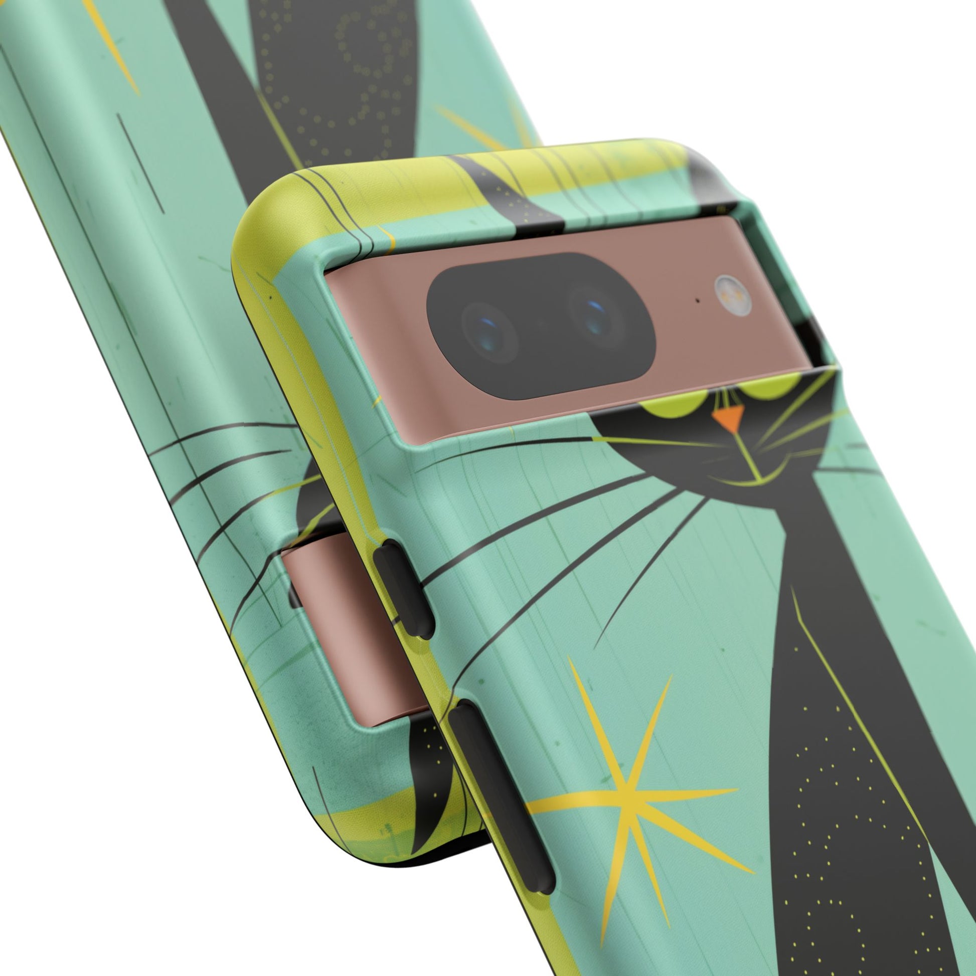 Mid-Century Modern Phone Case, Mid Mod Android Case, Atomic Cats Android Case, Retro Chic Smartphone Cover, Unique Artistic Phone Accessory