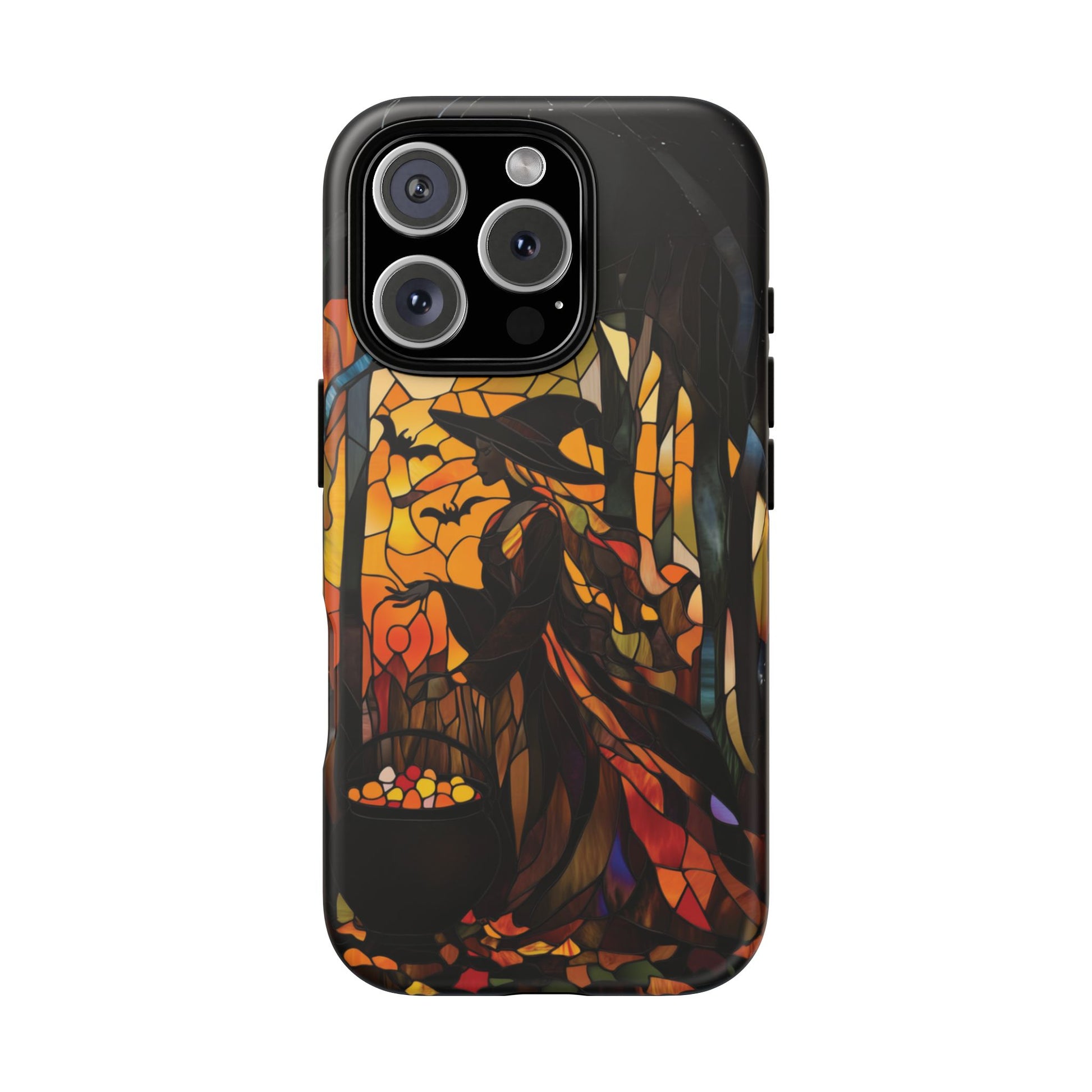 Dark Academia Halloween Witch Stained Glass Style