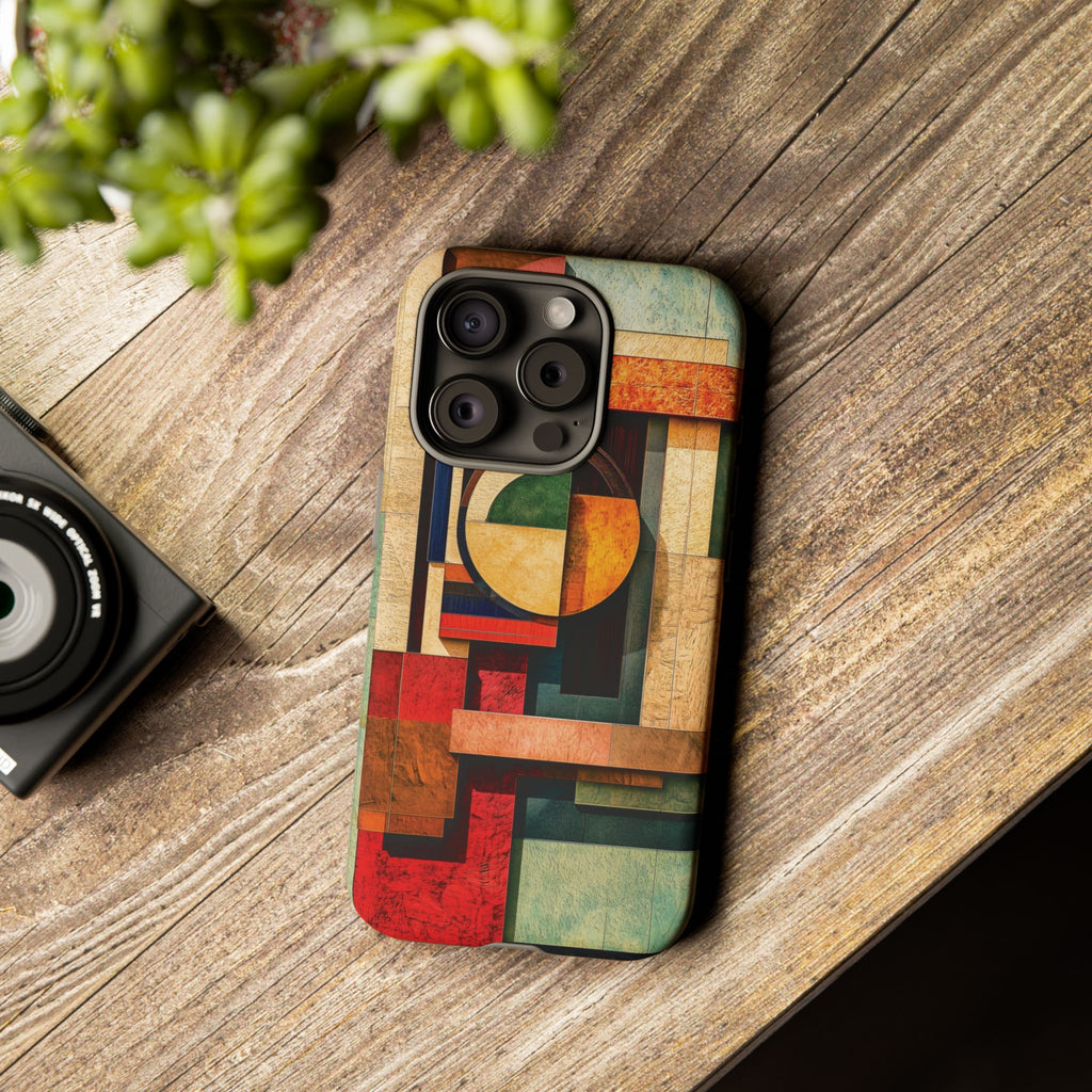 Tan Prairie Style Frank Lloyd Wright Usonian Phone Case Geometric Stained Glass Art Deco Marble Gold 13 14 15 16 iPhone Pro Max Galaxy Pixel