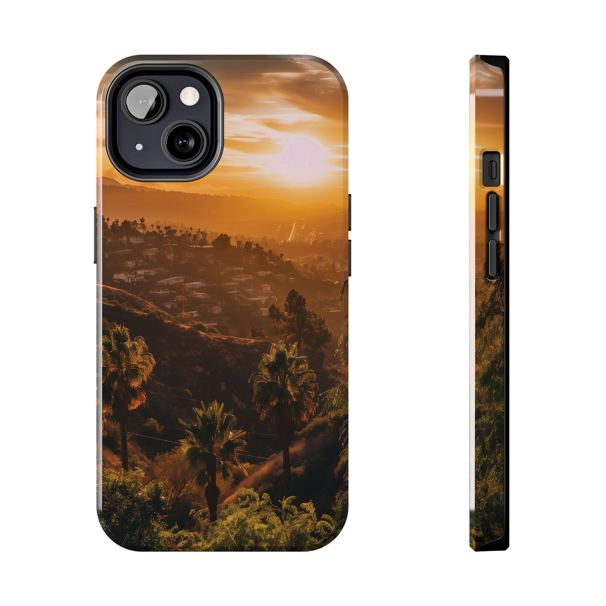 Los Angeles Sunset iPhone Case, Golden Hour Scenic View, Hollywood Hills Sunset Phone Case, Palm Trees Phone Case, iphone 15 pro max case