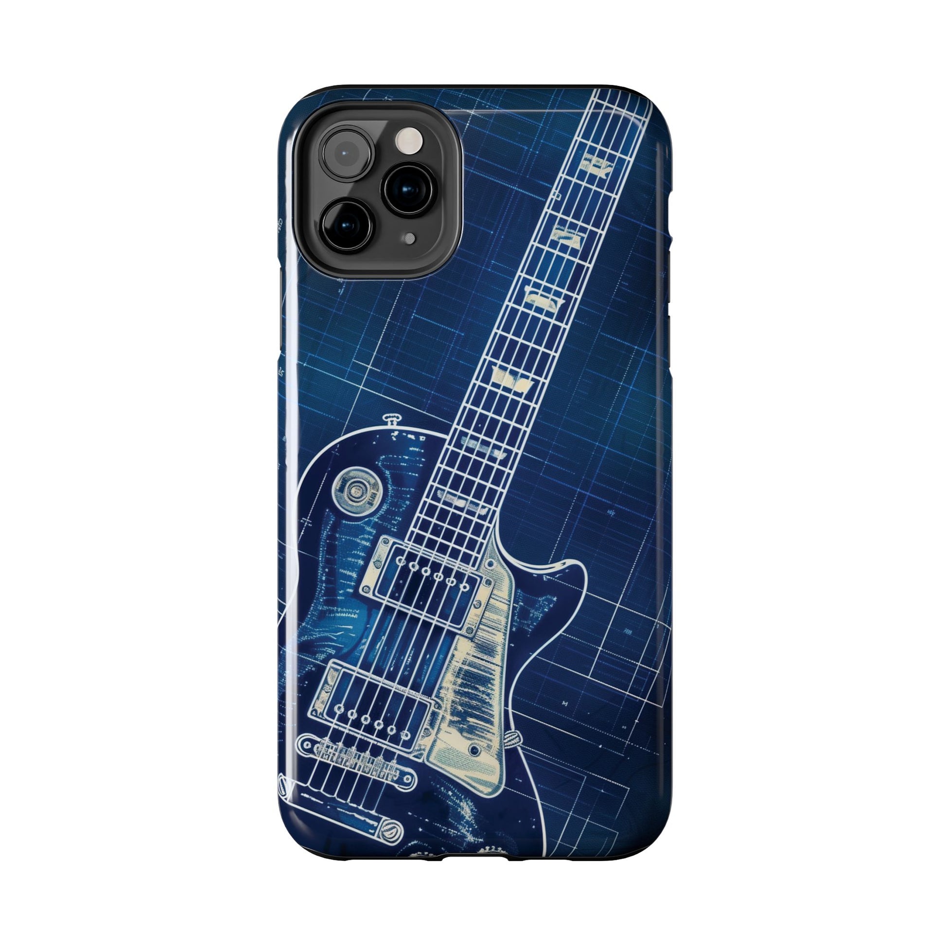 Guitar Phone Case, Guitar Blueprint iPhone Cover, Vintage Guitar Design, Custom iPhone Covers, Rock Music Phone Accessories, Musician Gift