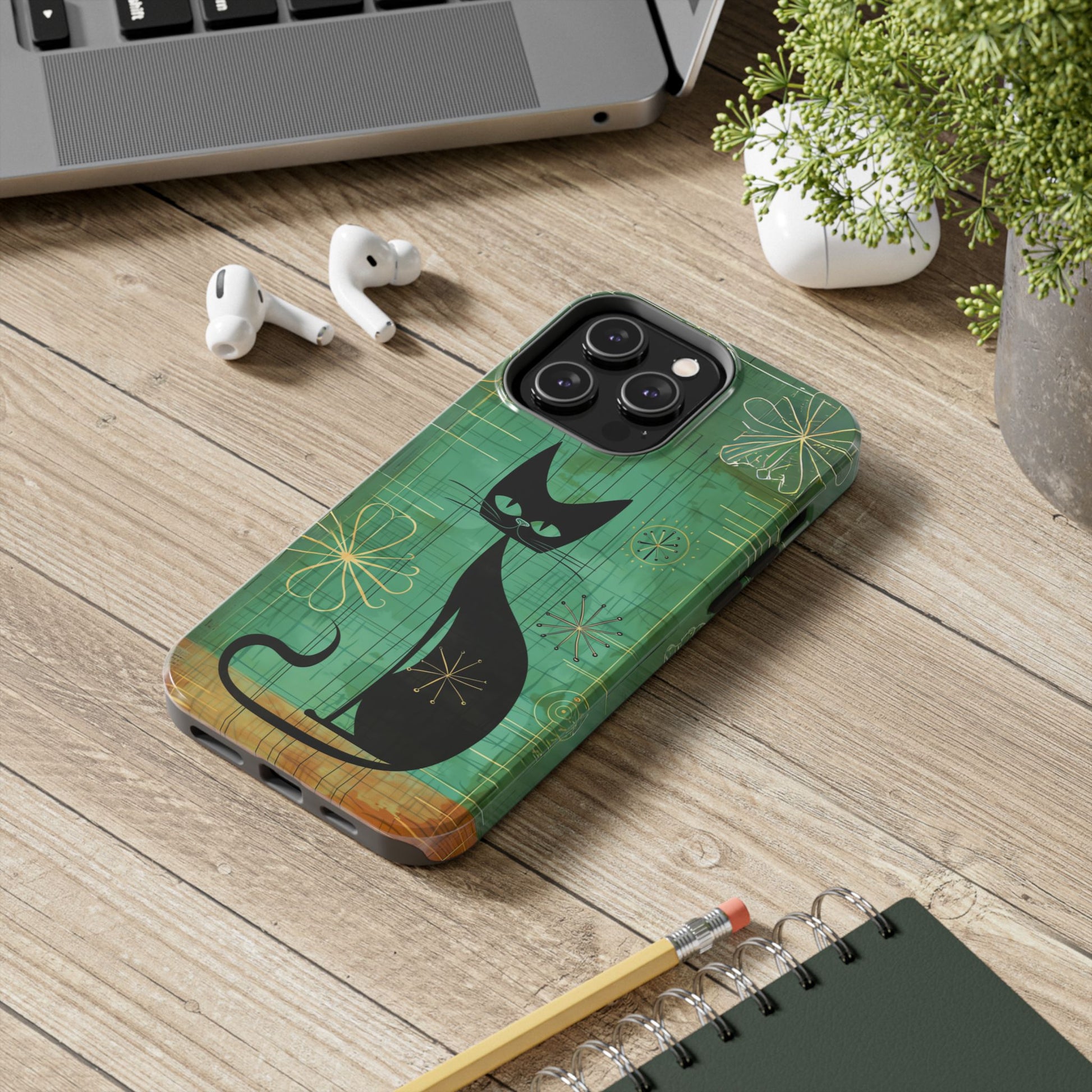 Mid-Century Modern Phone Case-Case, Mid Mod iPhone Case, Atomic Cats iPhone Case, Retro Chic Smartphone Cover, Unique Phone Case