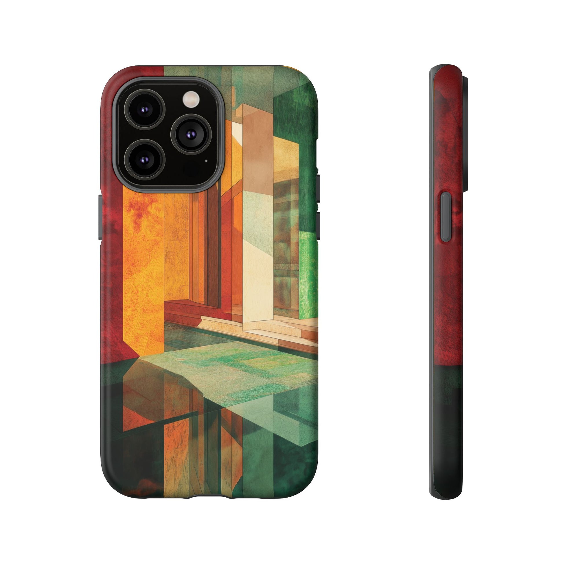 Art Deco Frank Lloyd Wright Inspired Usonian Phone Case Geometric Stained Glass Art Deco Marble Gold 13 14 15 16 iPhone Pro Max Galaxy Pixel