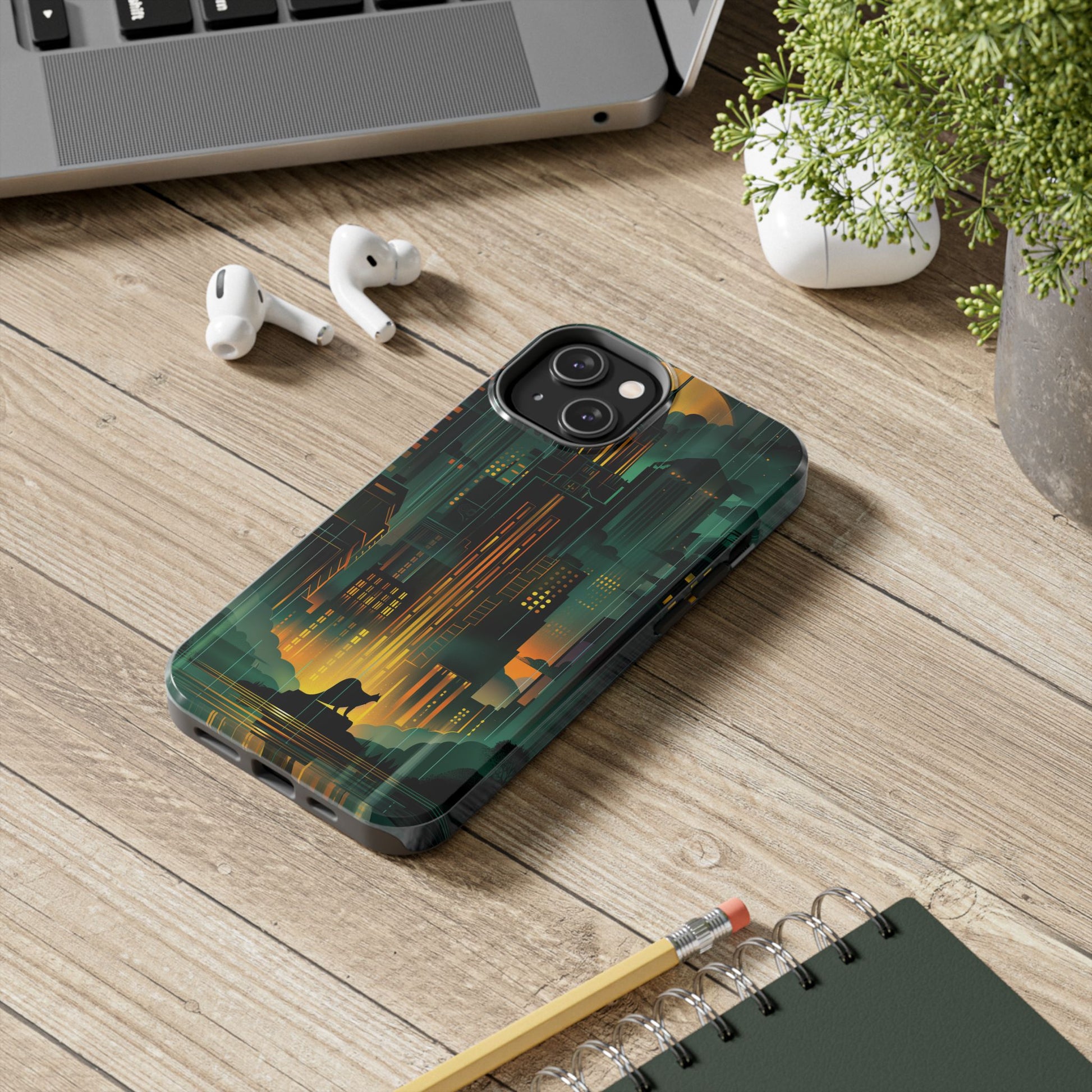 Nighttime Batman Phone Case - Gotham Art Deco Style - Noir Inspired Phone Cover - Dark Knight Accessory