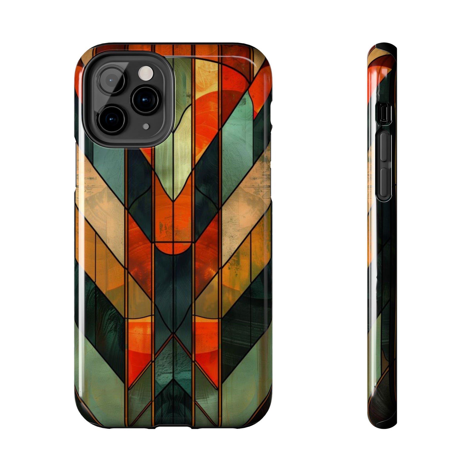 Noir Art Deco Colorful Stained Glass - Durable Dual Layer Iphone Case - Architect Phone Case