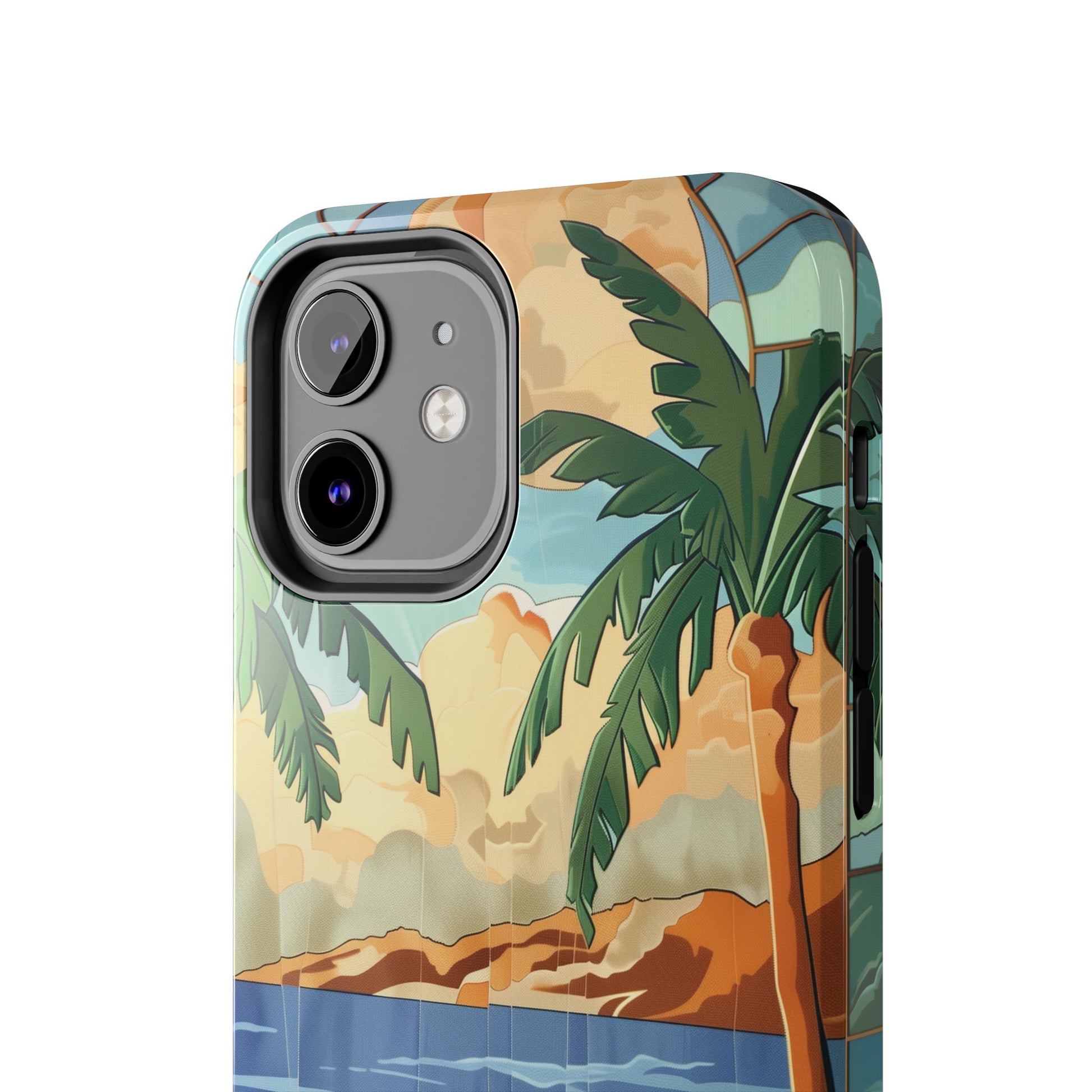 Retro Beach Scene Phone Case, Vintage Tropical Ocean iPhone Case, Summer Beach Phone Cover for iPhone, iphone 15 pro max
