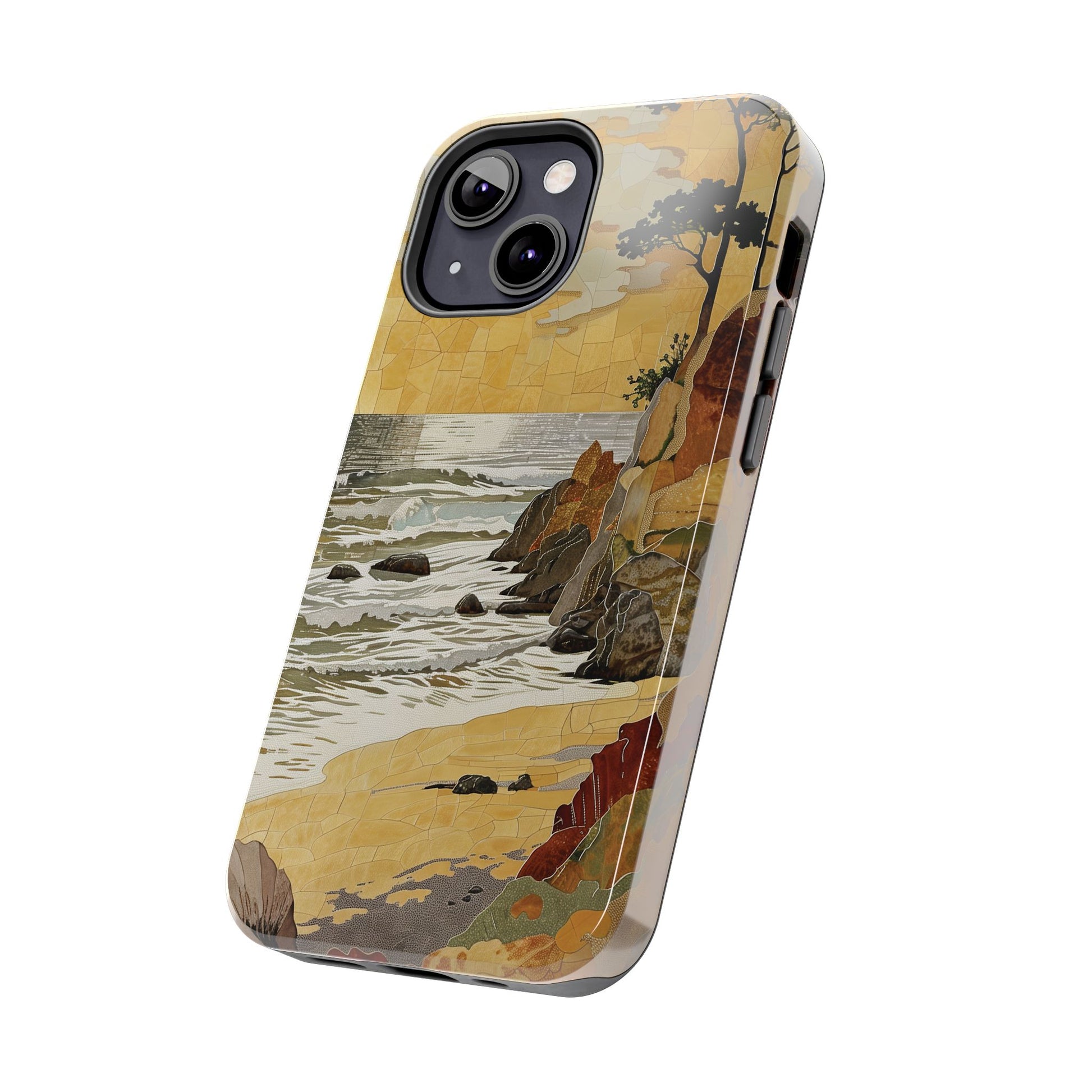 Retro Beach Scene Phone Case, Vintage Tropical Ocean iPhone Case, Summer Beach Phone Cover for iPhone, iphone 15 pro max