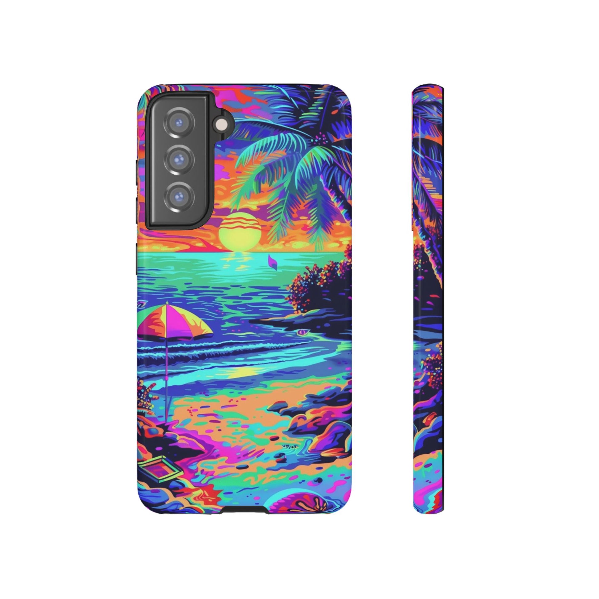 Beach Bliss: Durable Android Phone Case with Lisa Frank Style