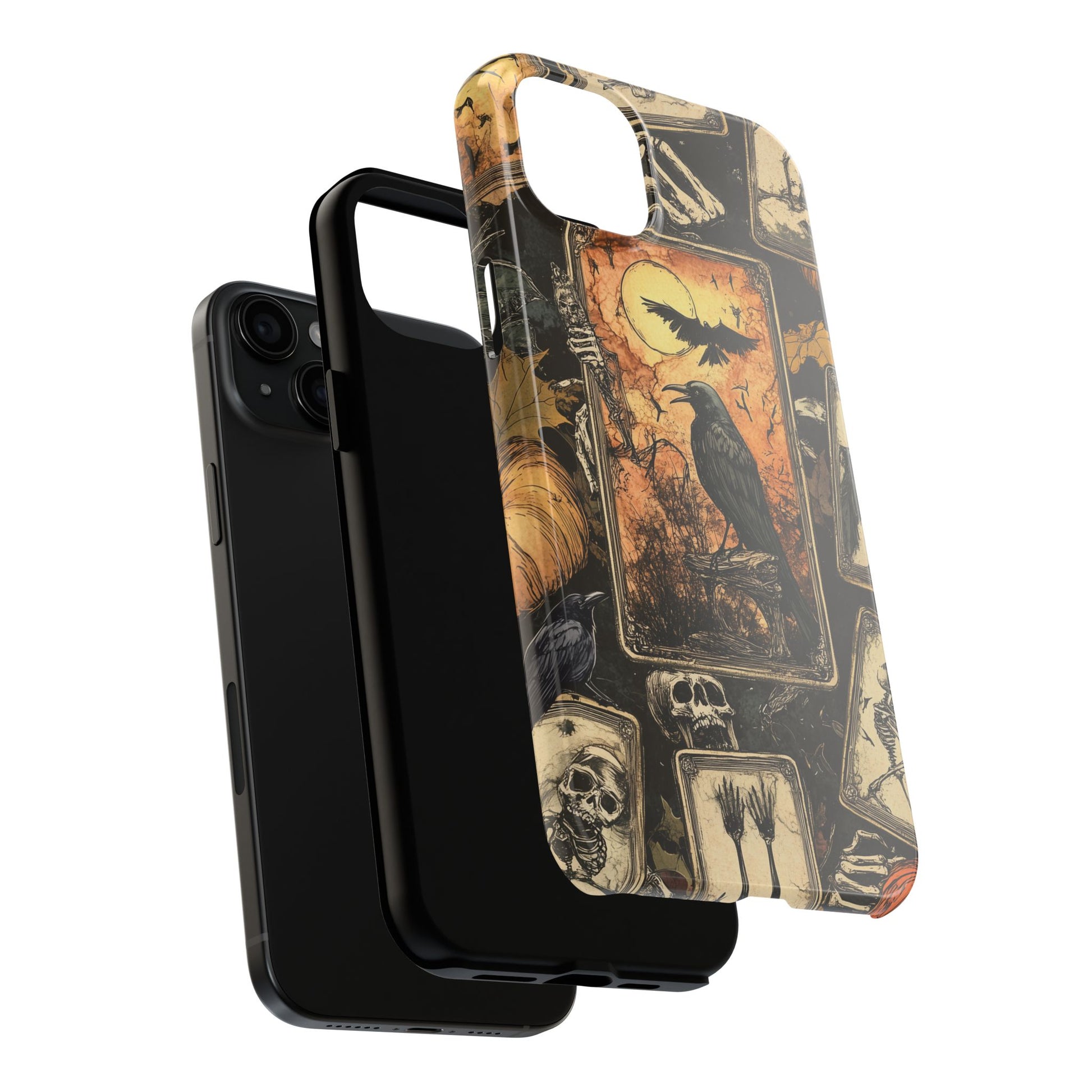 Mystical Phone Case Psychic Tarot The Crow Dark Academia Halloween Gothic Phone Case Street iPhone 15 Pro Max Samsung Galaxy B