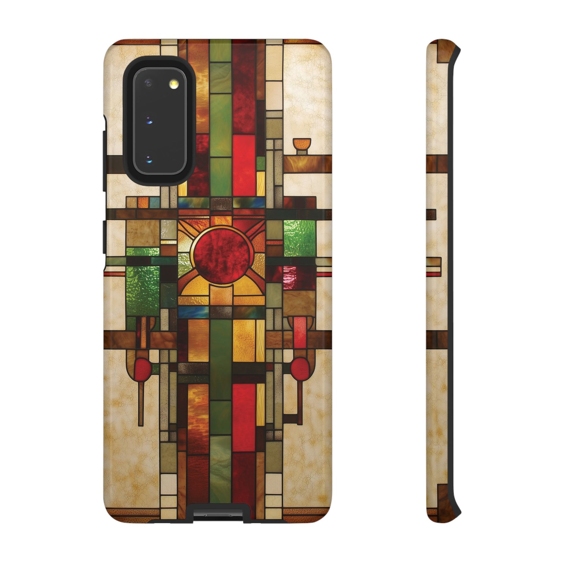 Art Deco Stained Glass Phone Case Frank Lloyd Wright Cottage Core Usonian Prairie Style Geometric Stylish  iPhone 14 15 16 Pro