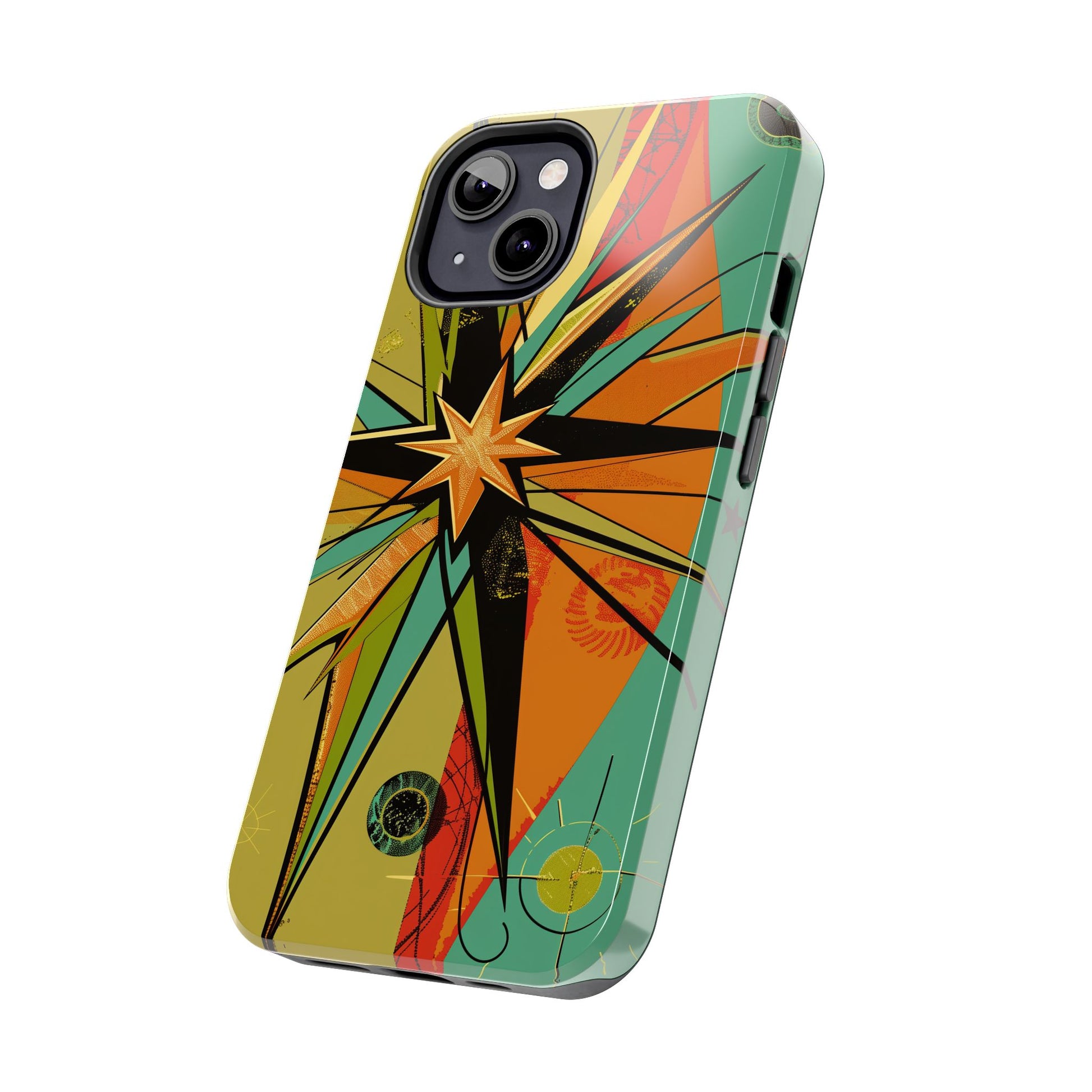 Mid Century Modern Star Design Phone Case, Earth Tone Colors, Retro Style Smartphone Cover, Vintage Phone Case, iPhone 14 Case, Apple iPhone