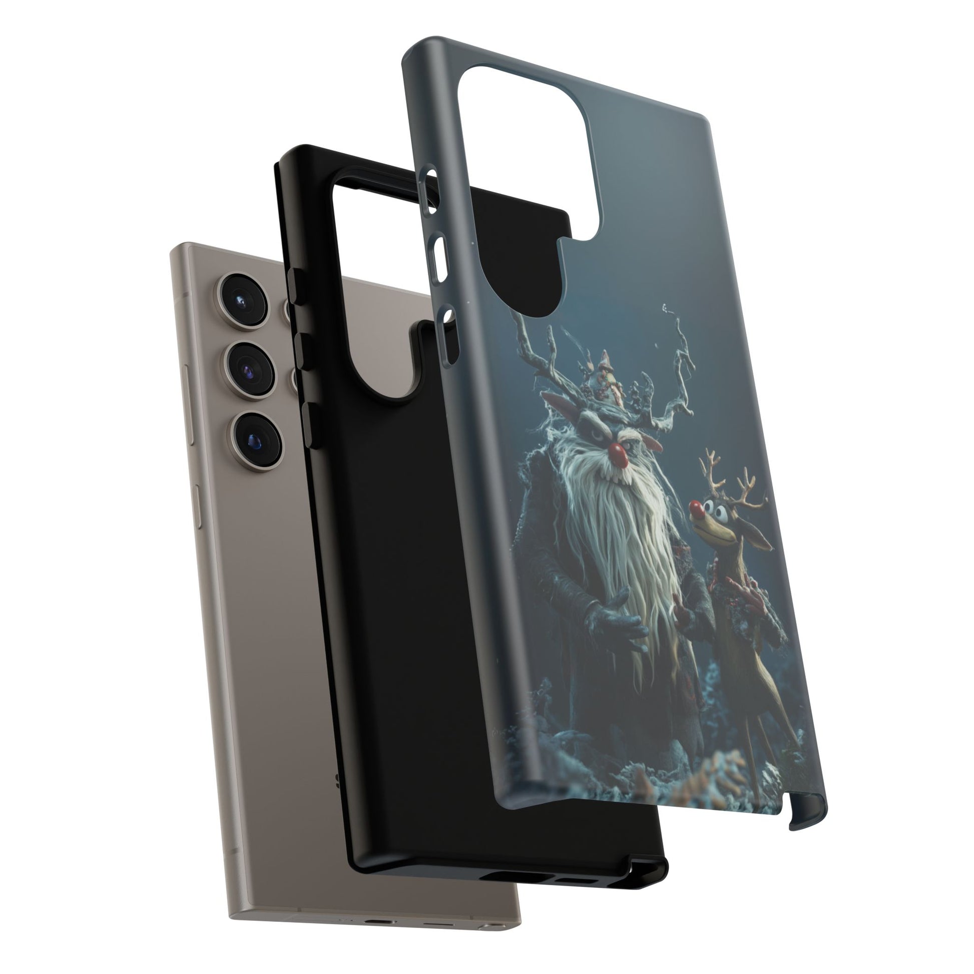 Christmas Rudolph Red Nose Reindeer Krampus Rankin Bass 3D Phone Case Festive Snowflakes iPhone 13 14 15 16 Pro Max Galaxy Pixel