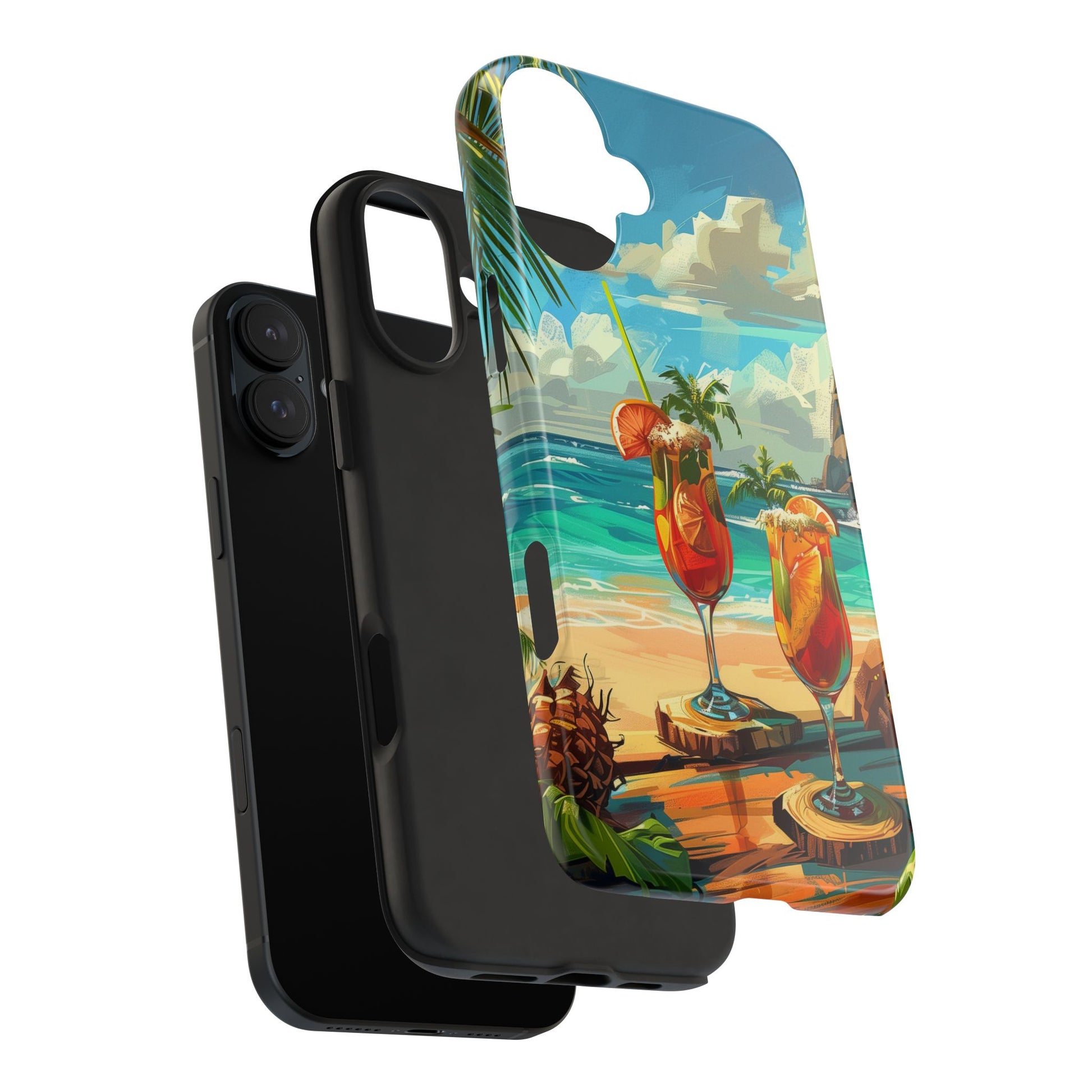 Retro Beach Scene Phone Case, Vintage Tropical Ocean iPhone Case, Summer Beach Phone Cover for iPhone, iphone 15 pro max