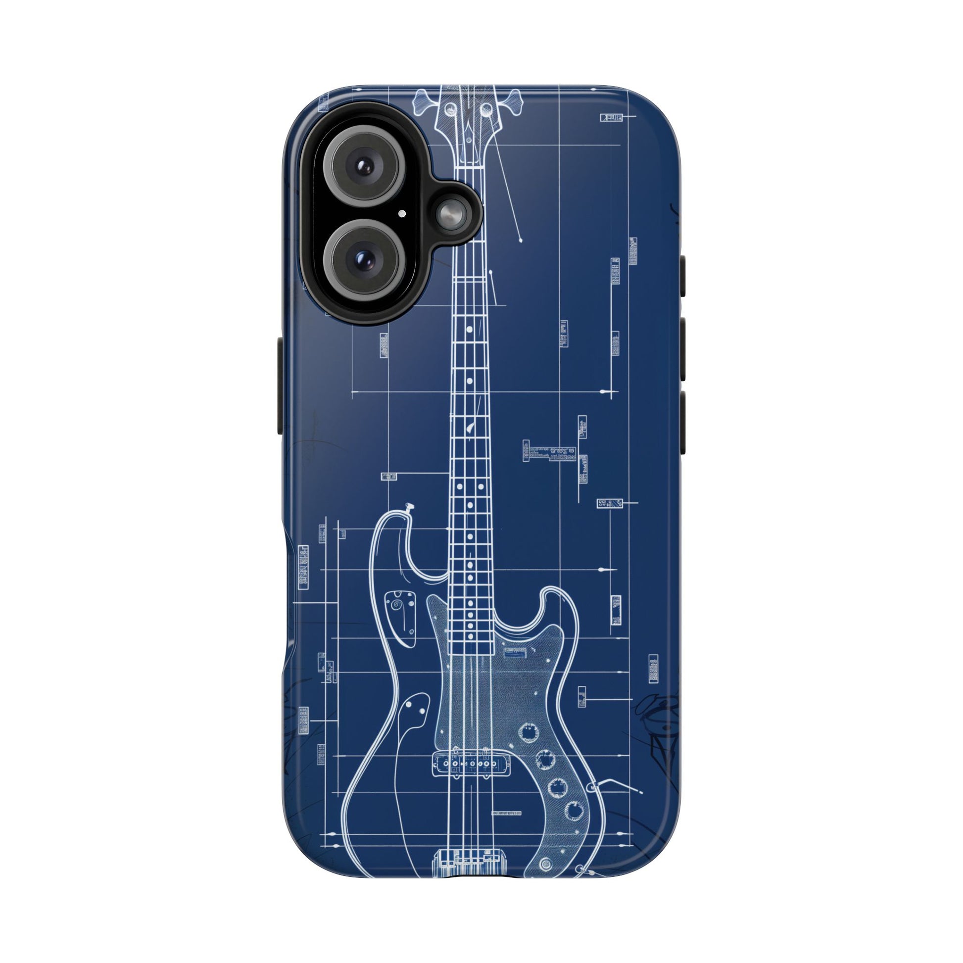 Guitar Phone Case Blueprint Schematic Vintage Custom Design Fender Gibson Rickenbacker Custom Rock Music Phone Accessories Musician Gift