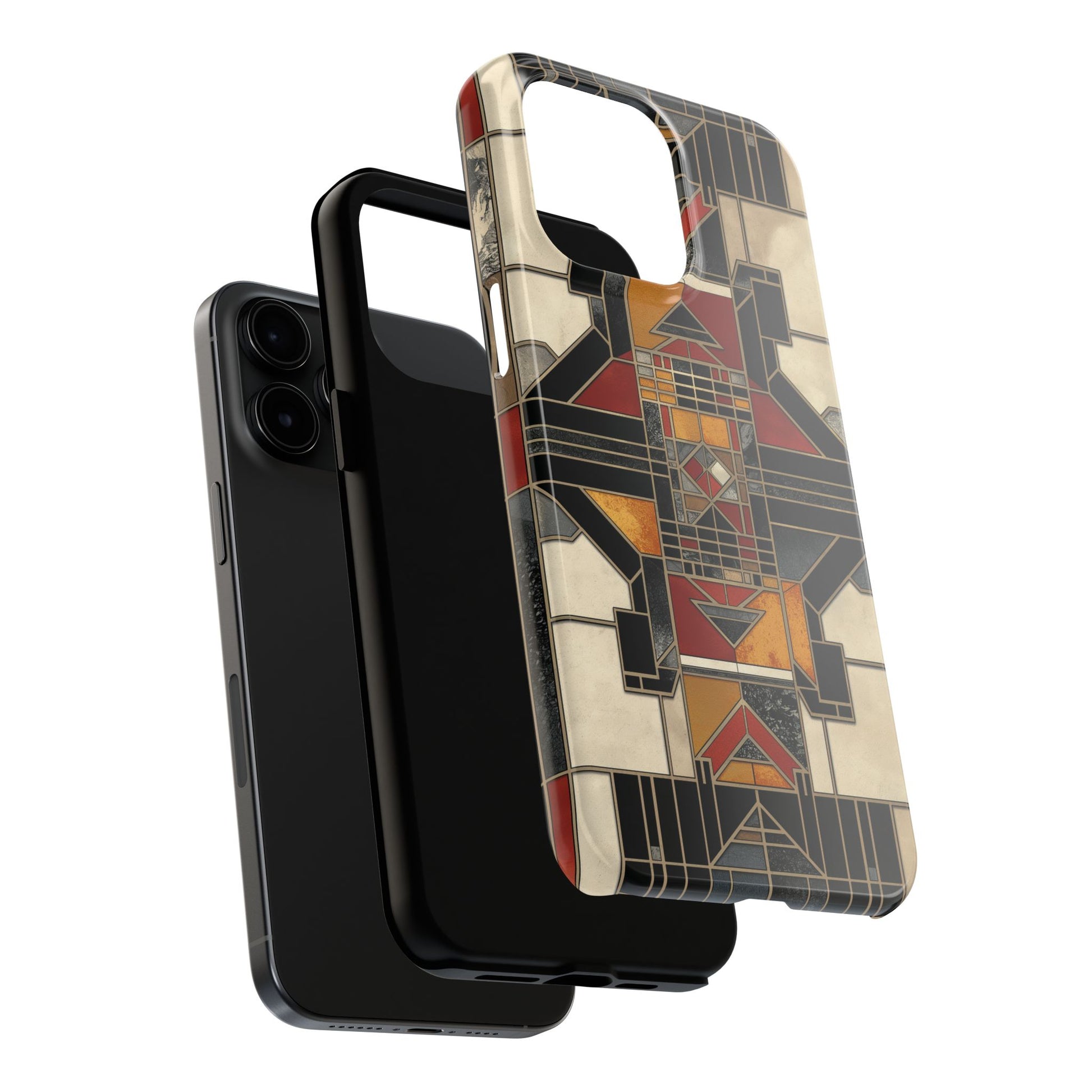 Frank Lloyd Wright Inspired Stained Glass Phone Case - Geometric Elegance for iPhone Models