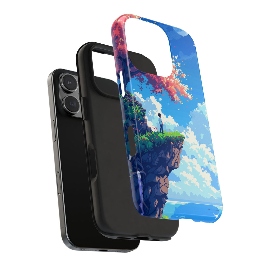 Pixel Art Video Game Landscapes Phone Case, Retro Gaming Pixelated Design, Geeky Gamer Phone Cover, Unique Video Game Art Accessories