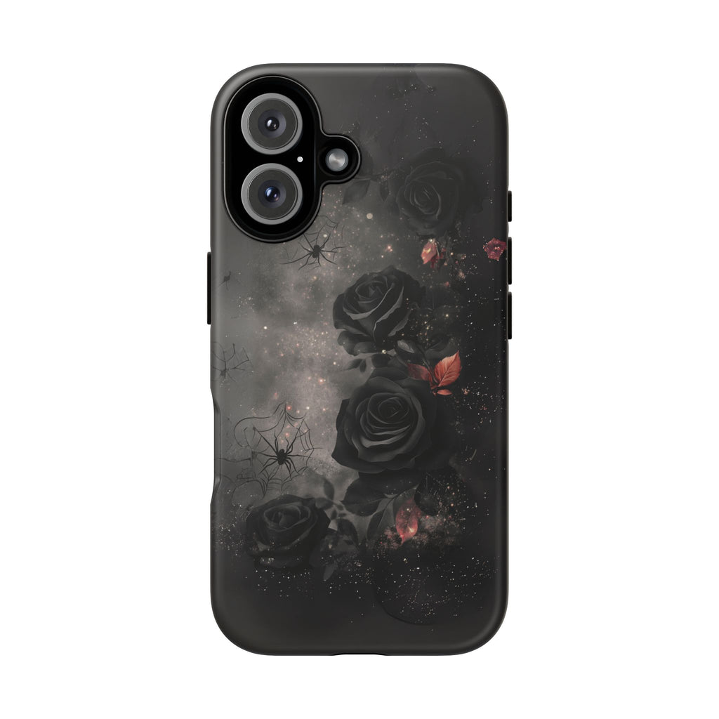 Gothic Floral Phone Case Dark Academia Black Roses Spider Webs Space Witchcraft Night Sky iPhone 13 14 15 16 Pro Max Galaxy Pixel