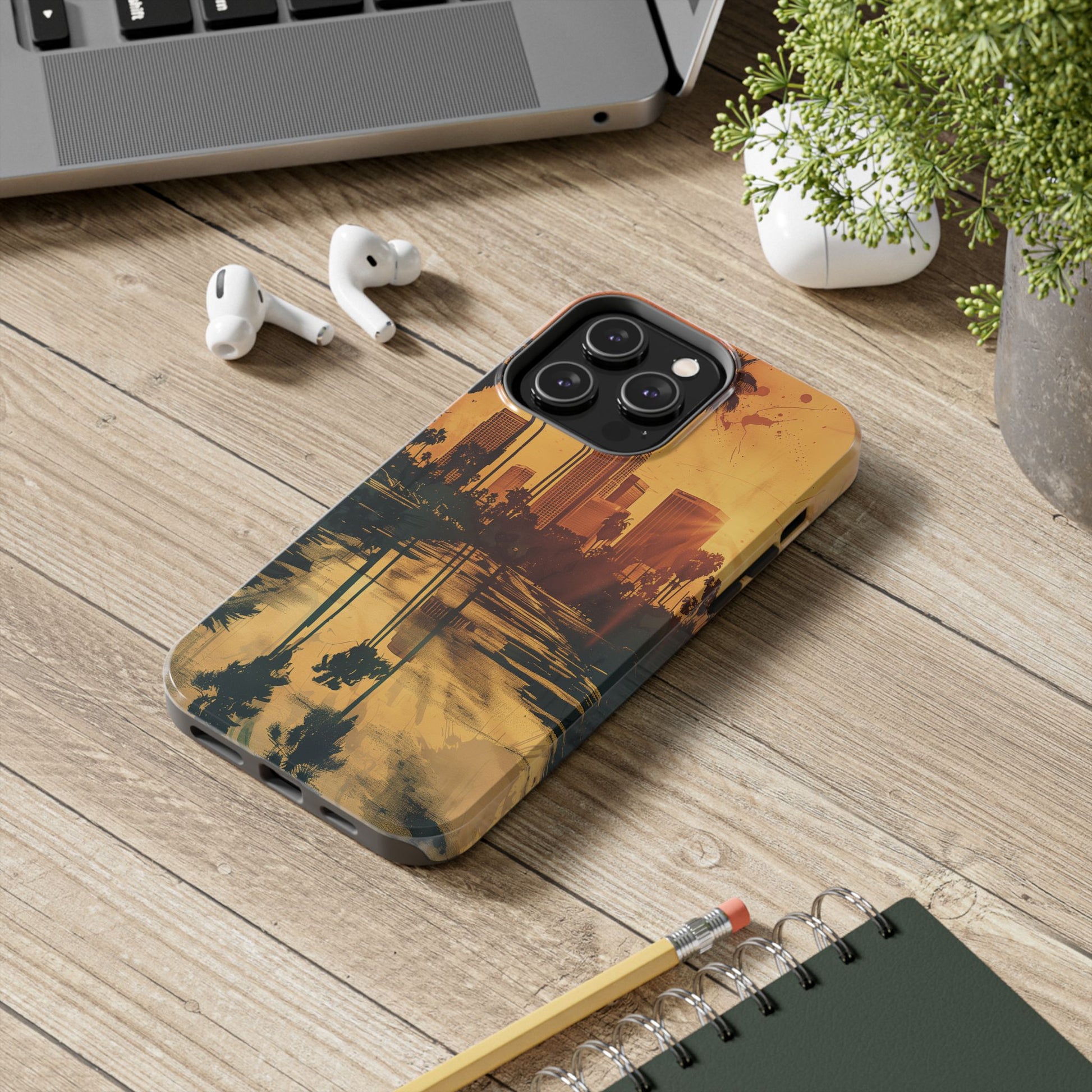 Los Angeles Sunset iPhone Case, Golden Hour Scenic View, Hollywood Hills Sunset Phone Case, Palm Trees Phone Case, iphone 15 pro max case