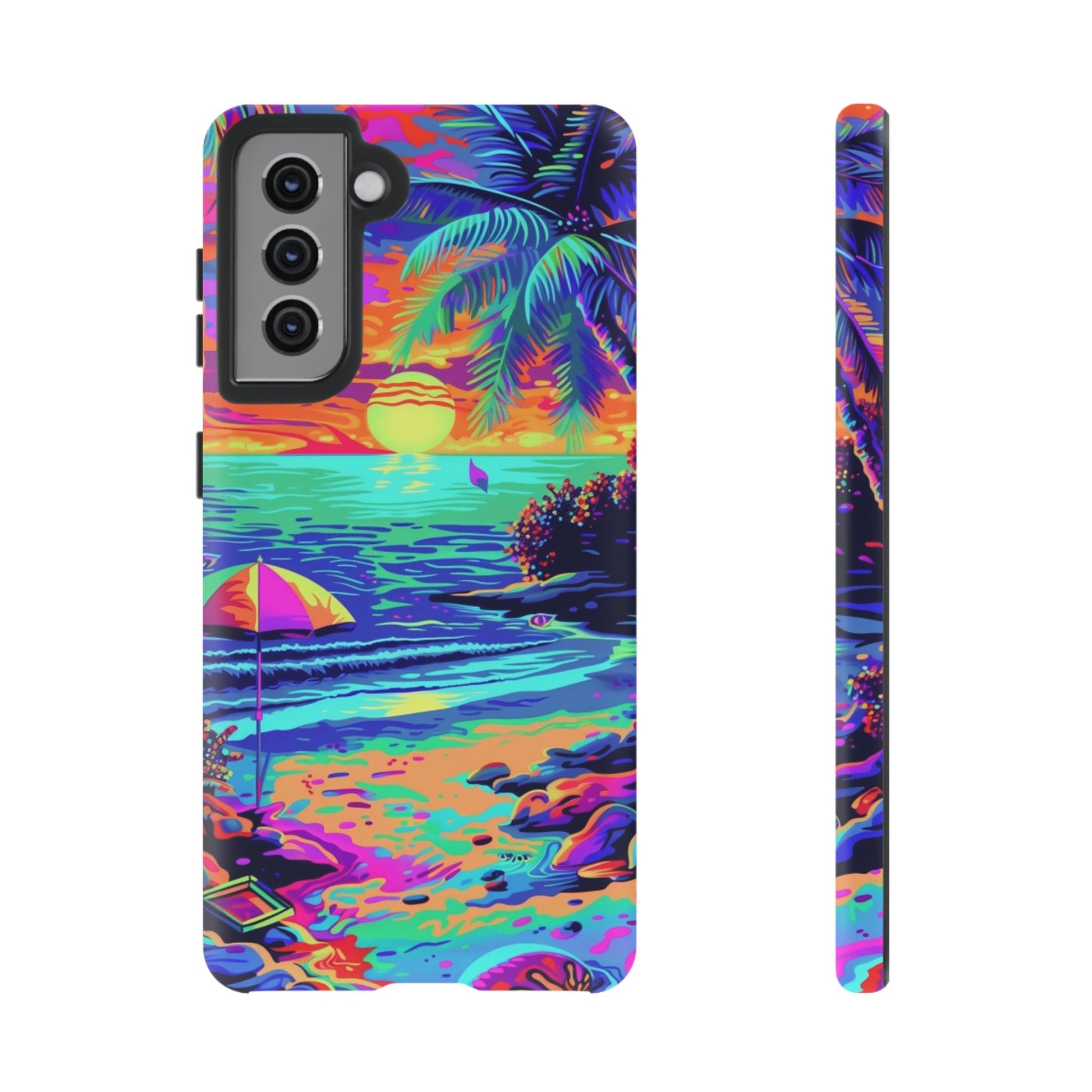 Beach Bliss: Durable Android Phone Case with Lisa Frank Style
