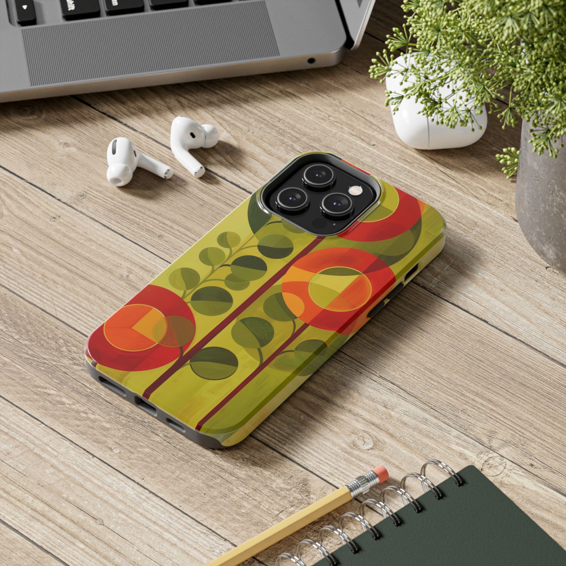 Atomic Flower Phone Case, Mid-Mod Phone Case, Artwork iPhone Case, Unique Floral Pattern Phone Case, Art Deco, Minimalist, Tough Iphone Case