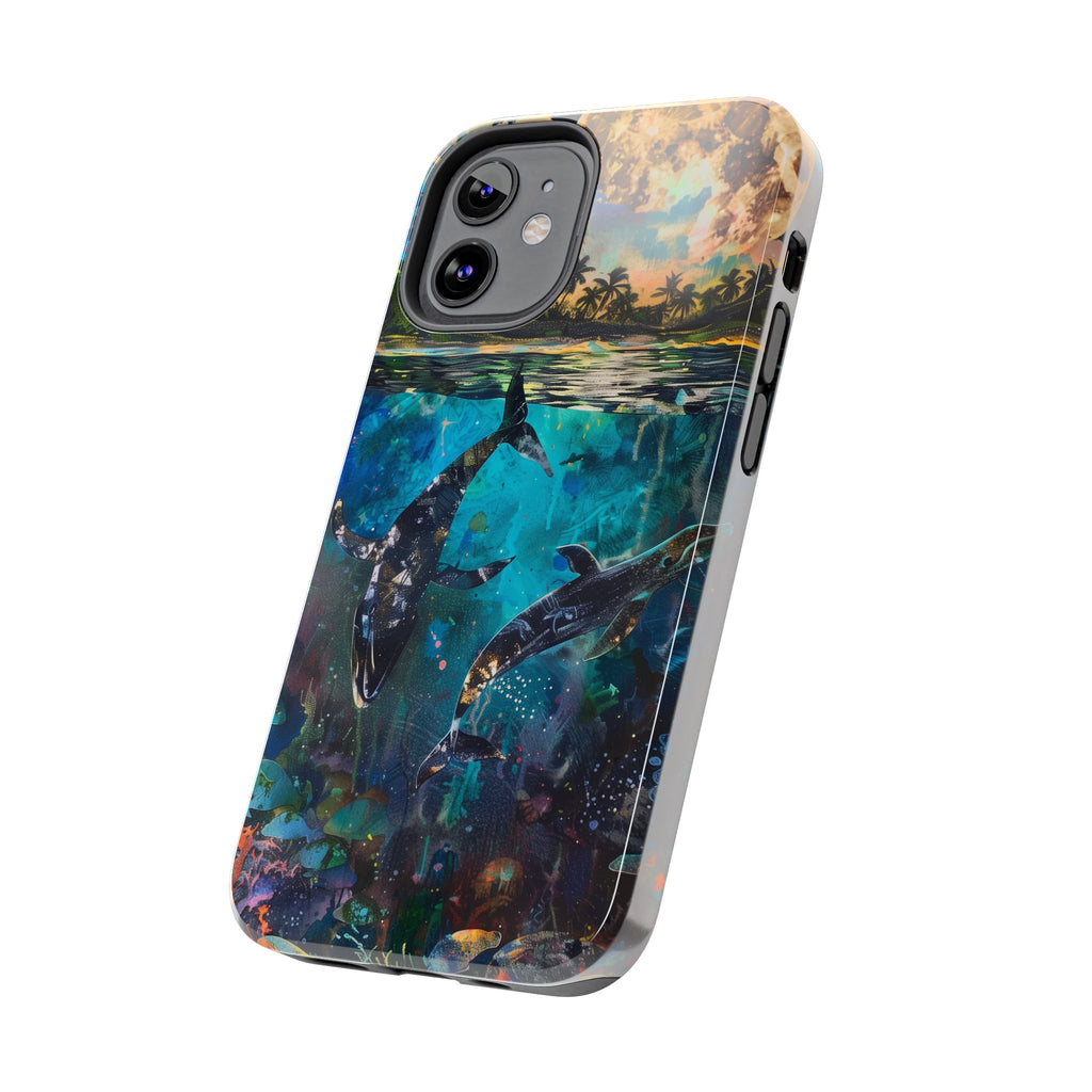 Abstract Moonlit Whales Underwater Phone Case - Durable and Stunning Protective Cover