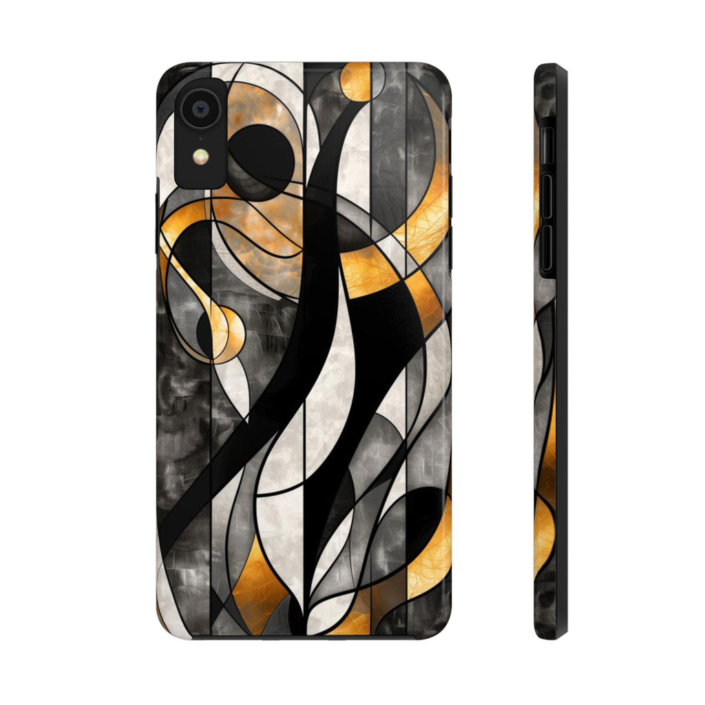 Noir Art Deco Stained Glass Style Phone Case - Unique and Stylish Design - Tough Dual Layer iPhone Case