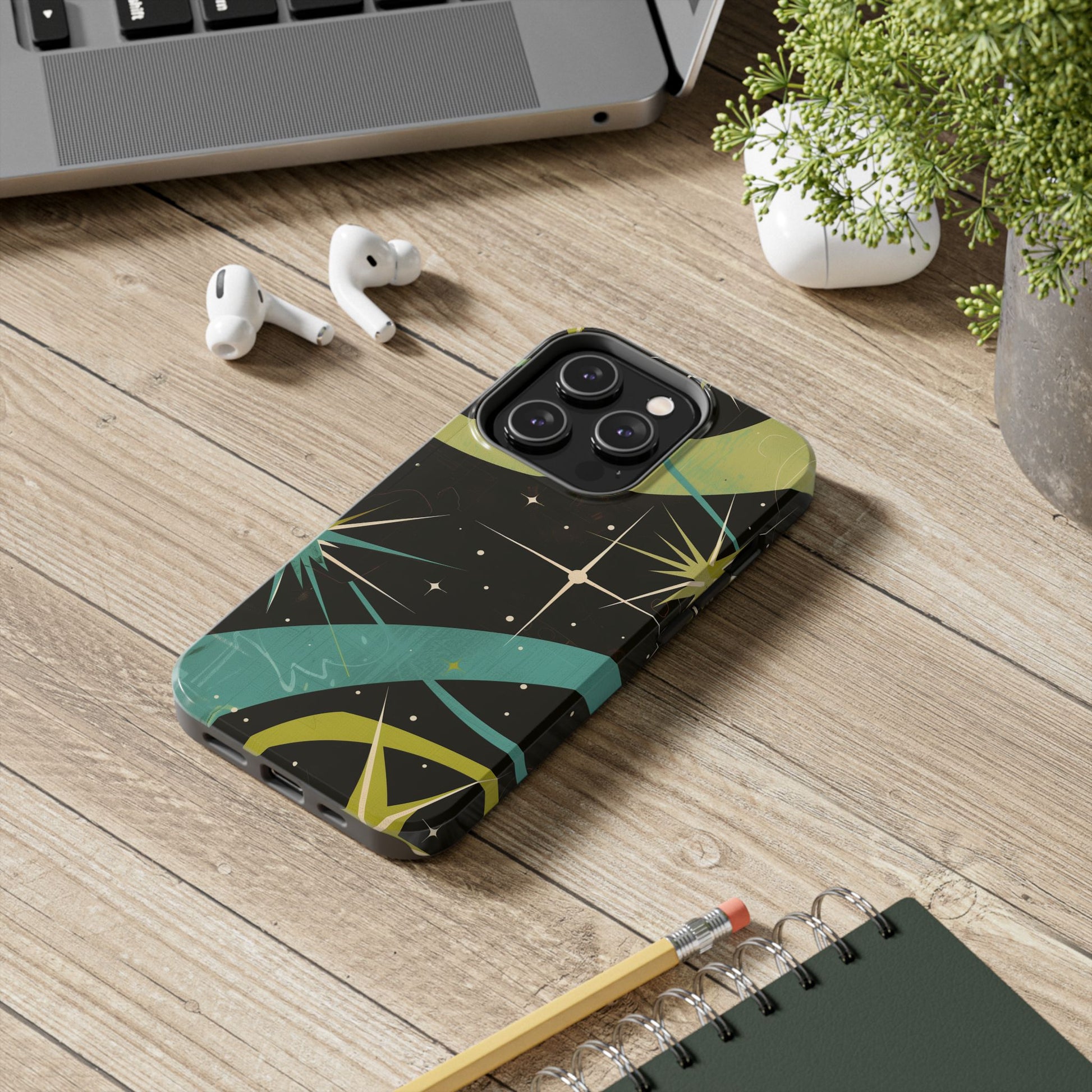 Mid Century Modern Star Design Phone Case, Earth Tone Colors, Retro Style Smartphone Cover, Vintage Phone Case, iPhone 14 Case, Apple iPhone