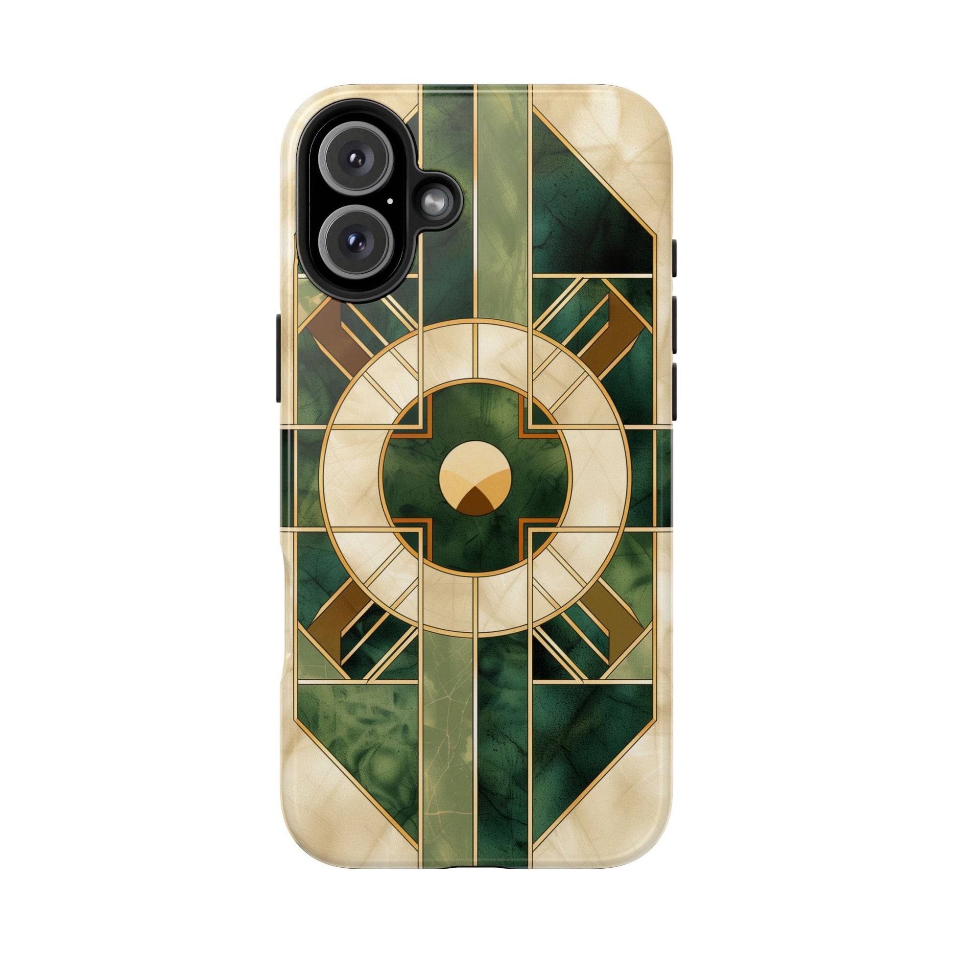 Green Frank Lloyd Wright Inspired Phone Case - Geometric Elegance for iPhone Models