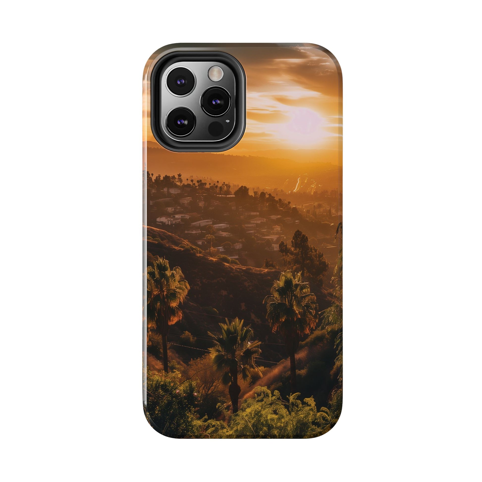 Los Angeles Sunset iPhone Case, Golden Hour Scenic View, Hollywood Hills Sunset Phone Case, Palm Trees Phone Case, iphone 15 pro max case