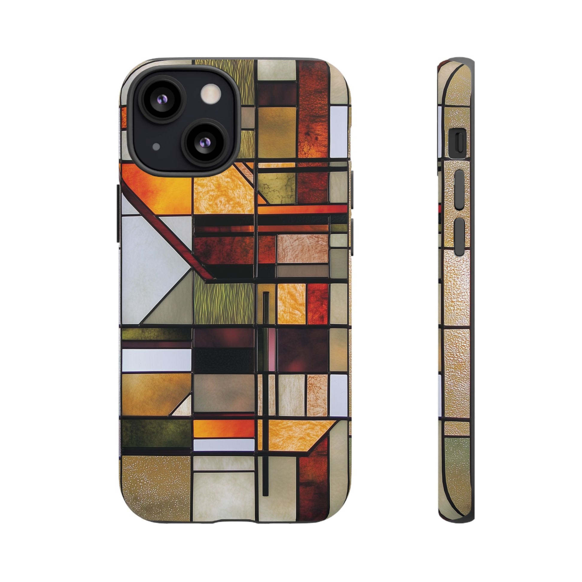 Stained Glass Phone Case Art Deco Frank Lloyd Wright Cottage Core Usonian Prairie Style Geometric Stylish  iPhone 14 15 16 Pro