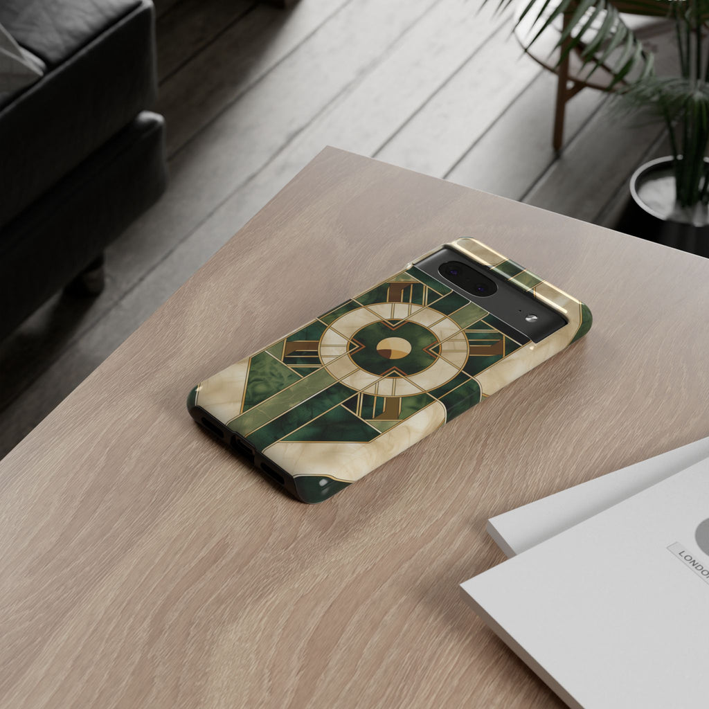 Green Frank Lloyd Wright Inspired Phone Case Geometric Elegance Stained Glass Art Deco Marble Gold 13 14 15 16 iPhone Pro Max Galaxy Pixel