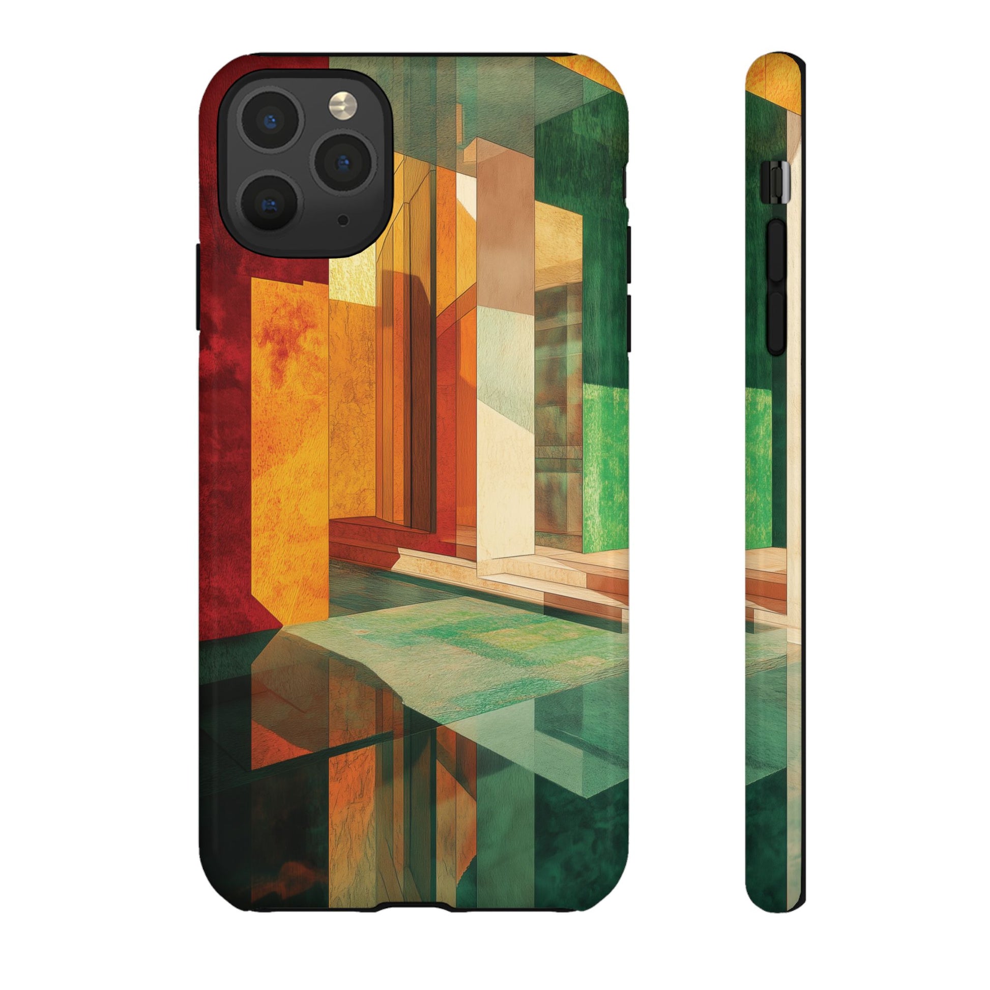 Art Deco Frank Lloyd Wright Inspired Usonian Phone Case Geometric Stained Glass Art Deco Marble Gold 13 14 15 16 iPhone Pro Max Galaxy Pixel