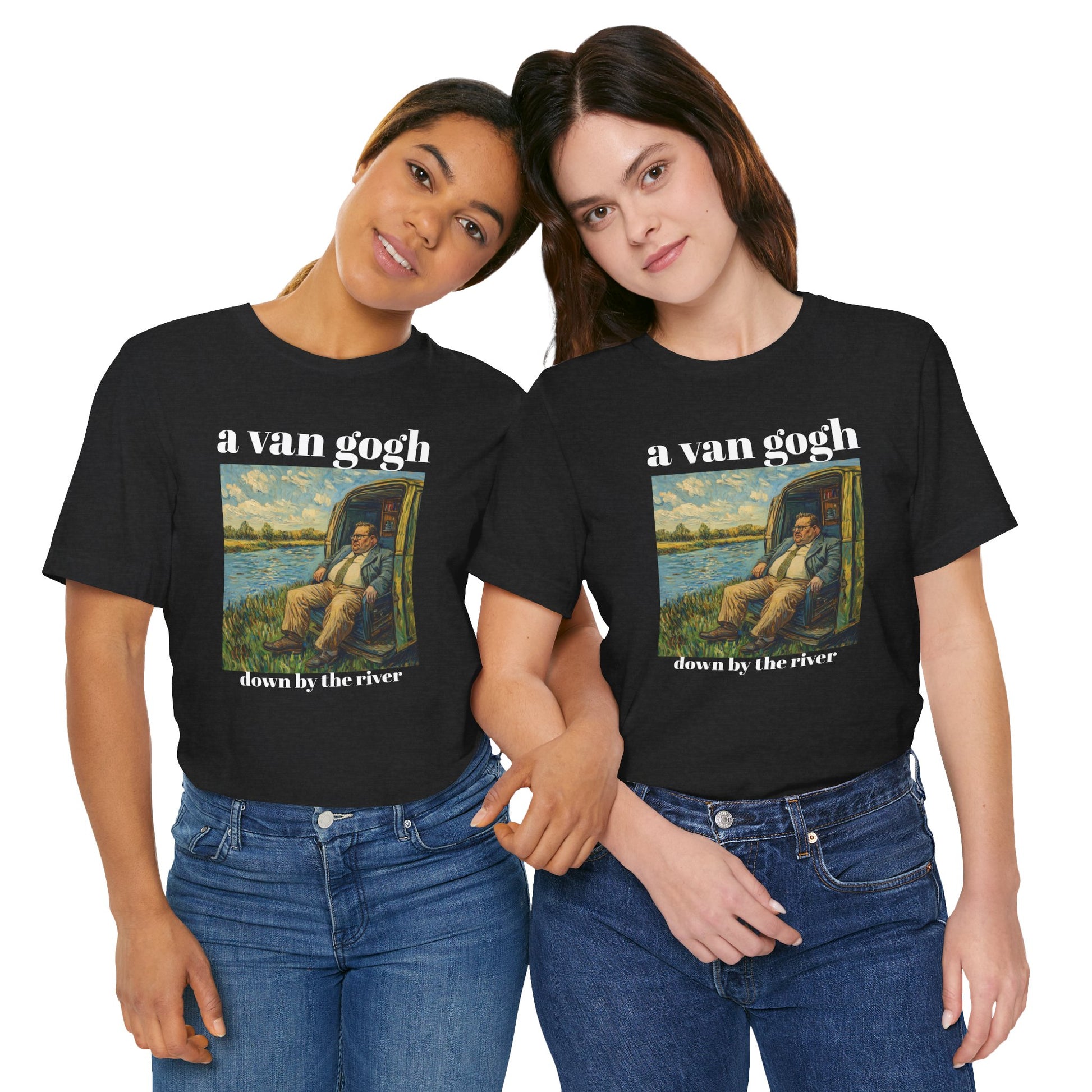 Tshirt Van Gogh Down by the River Van Gogh Style Print Sitting by a River Graphic Tee Tshirt Matte Foley Wall Decor ShirtFine Wall Art