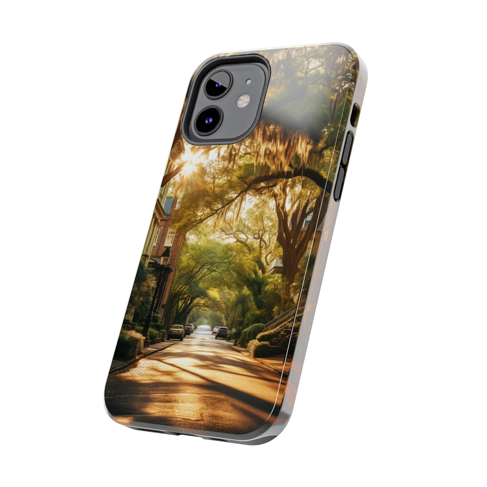 Historic Savannah Georgia Street Scene Phone Case - Unique Protective Cover for iPhone Models, Perfect Souvenir or Gift