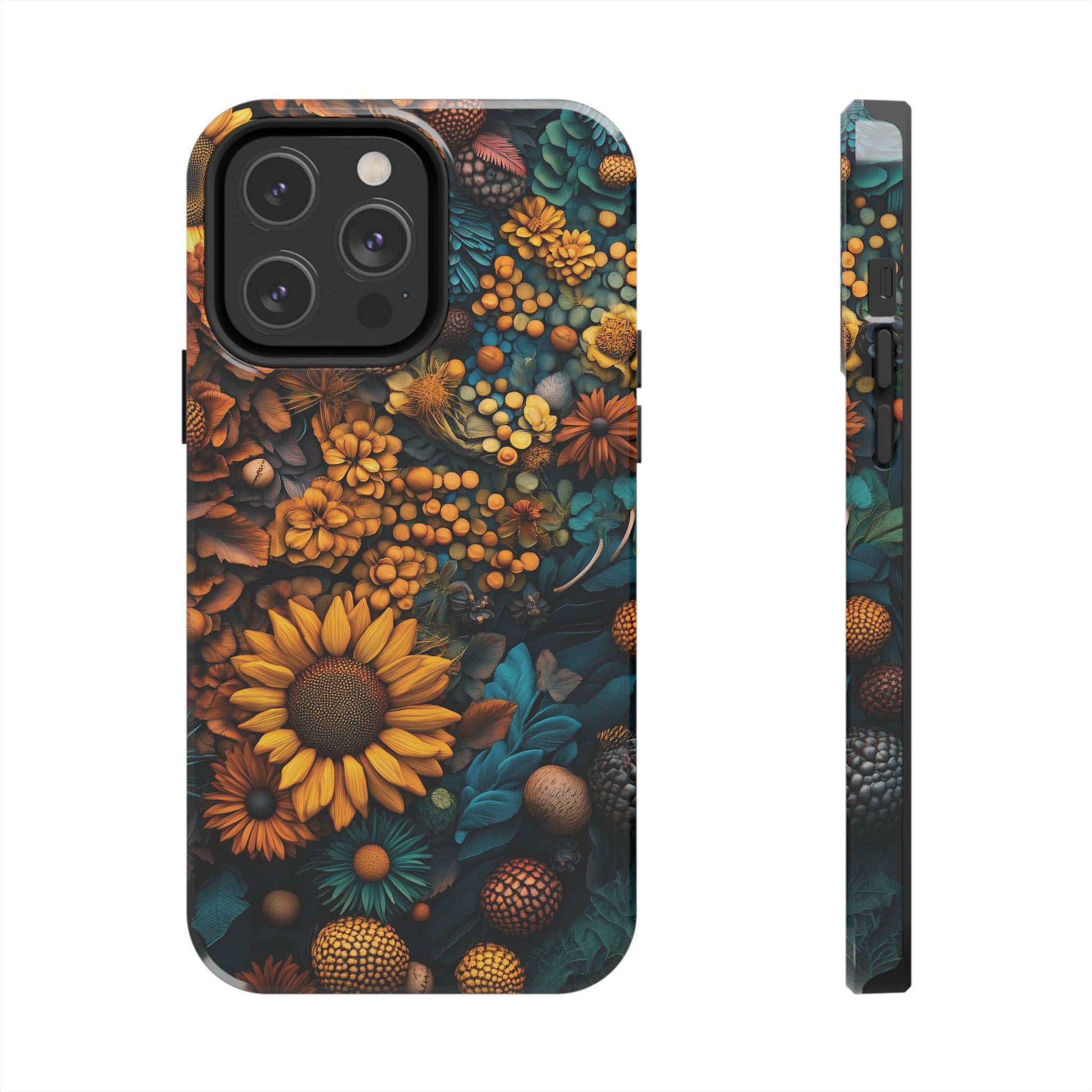 Cottagecore Vibrant Fall Colors Phone Case Autumn Dried Flowers Fall Sunflowers iPhone 15 Pro Max Samsung Galaxy