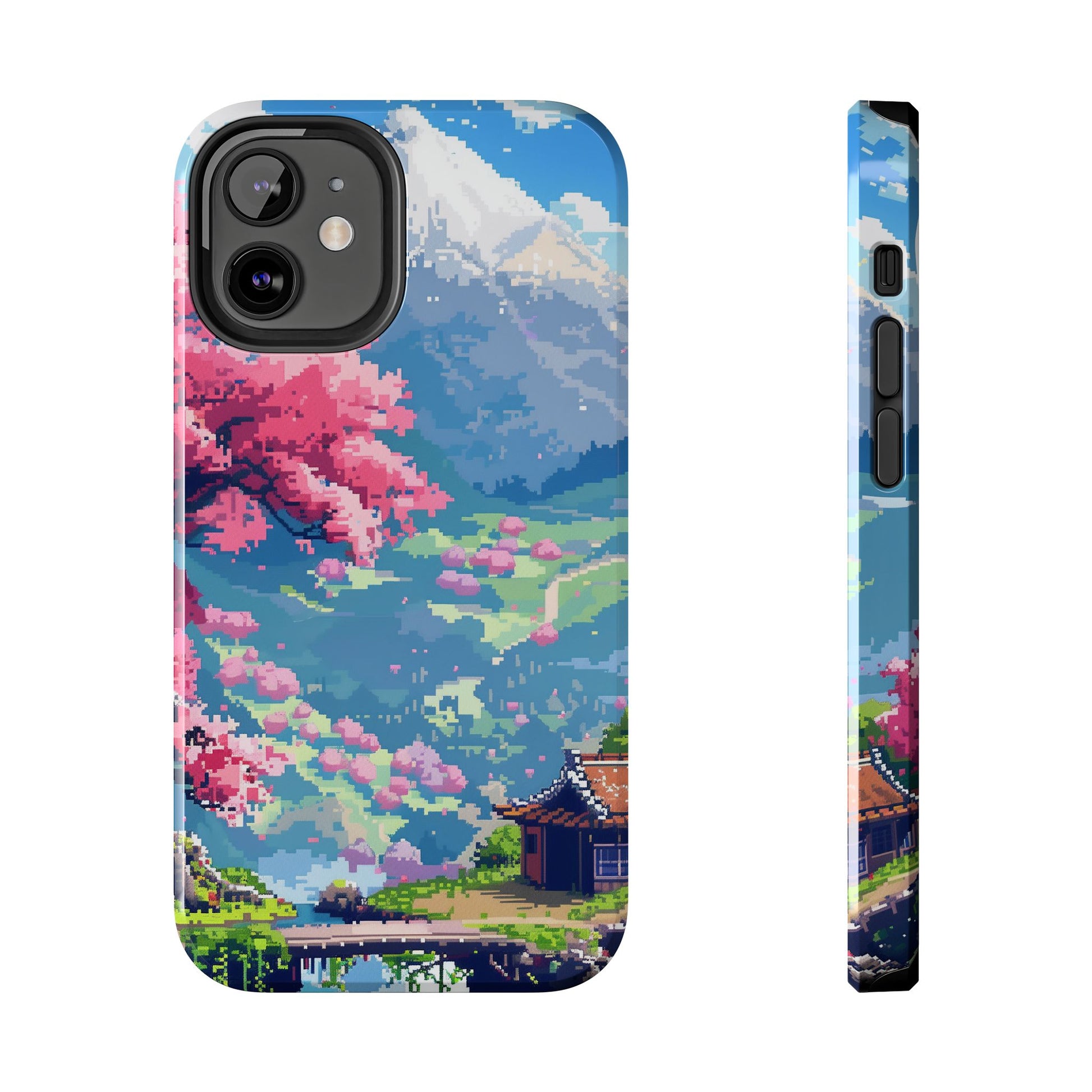 Pixel Art Video Game Landscapes Phone Case, Retro Gaming Pixelated Design, Geeky Gamer Phone Cover, Unique Video Game Art Accessories