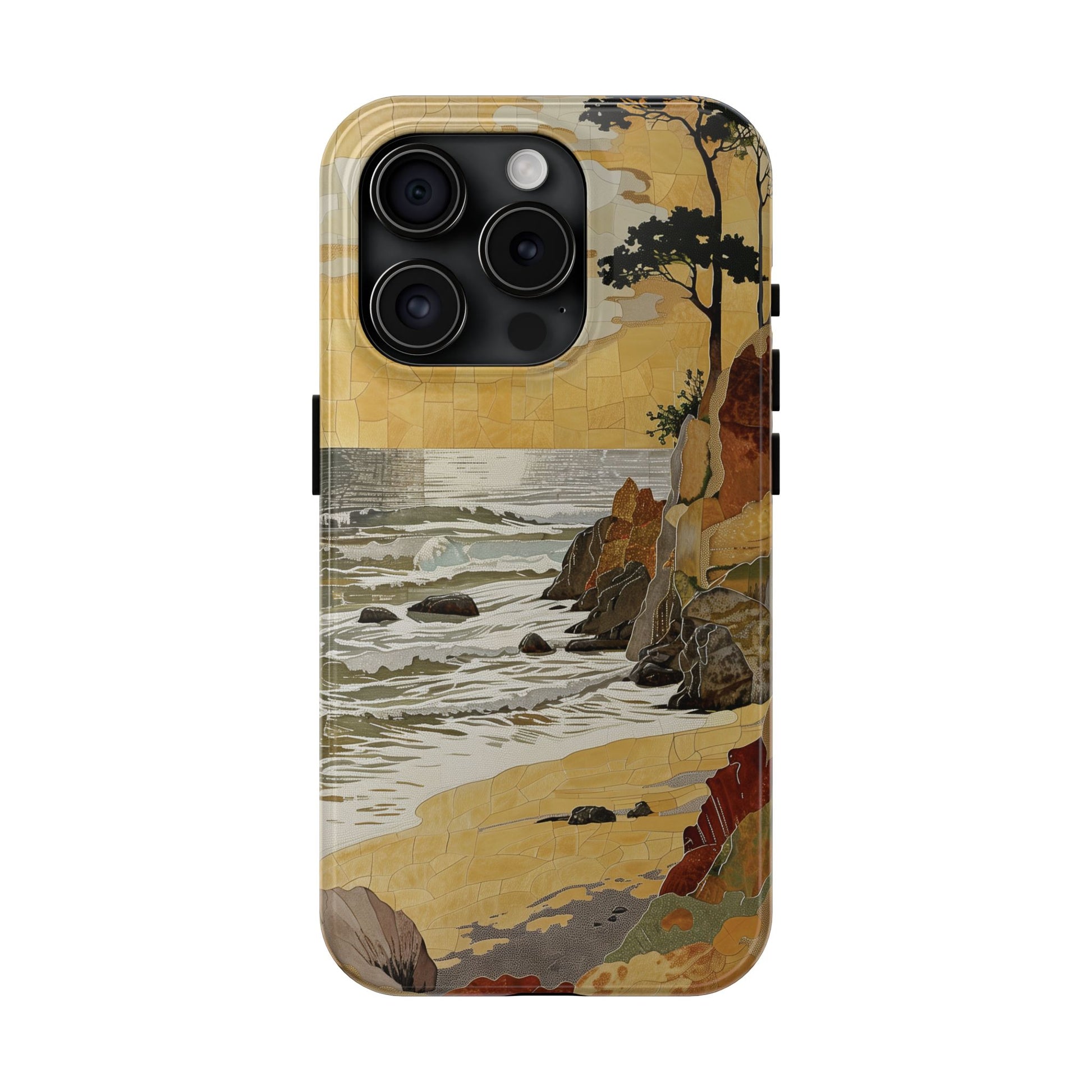 Retro Beach Scene Phone Case, Vintage Tropical Ocean iPhone Case, Summer Beach Phone Cover for iPhone, iphone 15 pro max