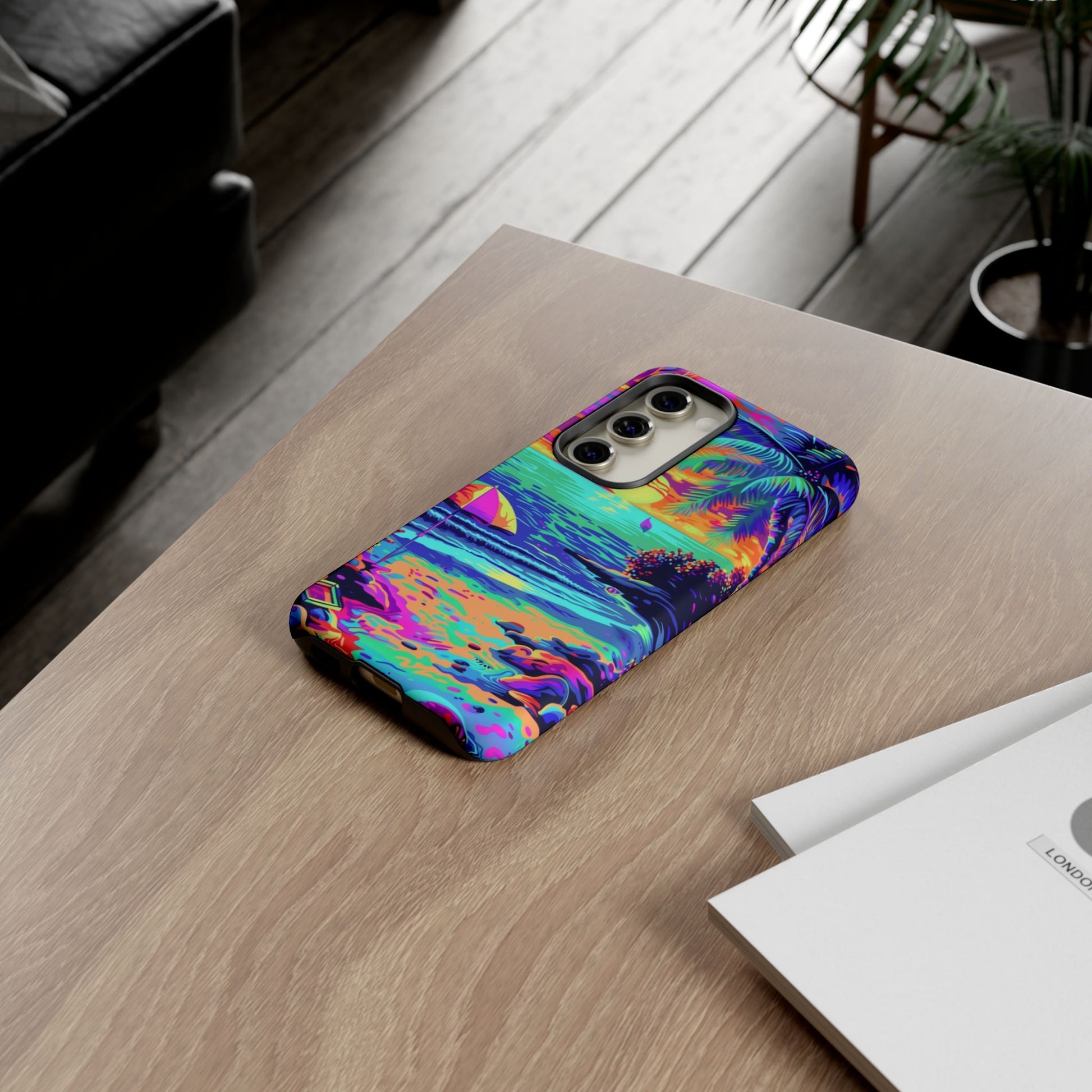 Beach Bliss: Durable Android Phone Case with Lisa Frank Style
