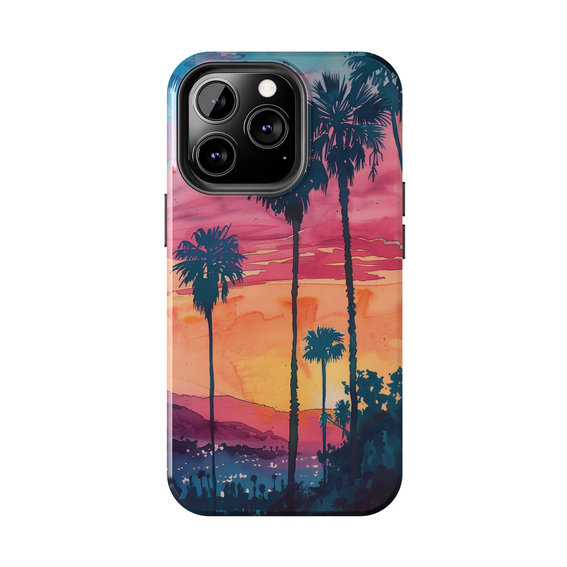 Los Angeles Sunset iPhone Case, Golden Hour Scenic View, Hollywood Hills Sunset Phone Case, Palm Trees Phone Case, iphone 15 pro max case