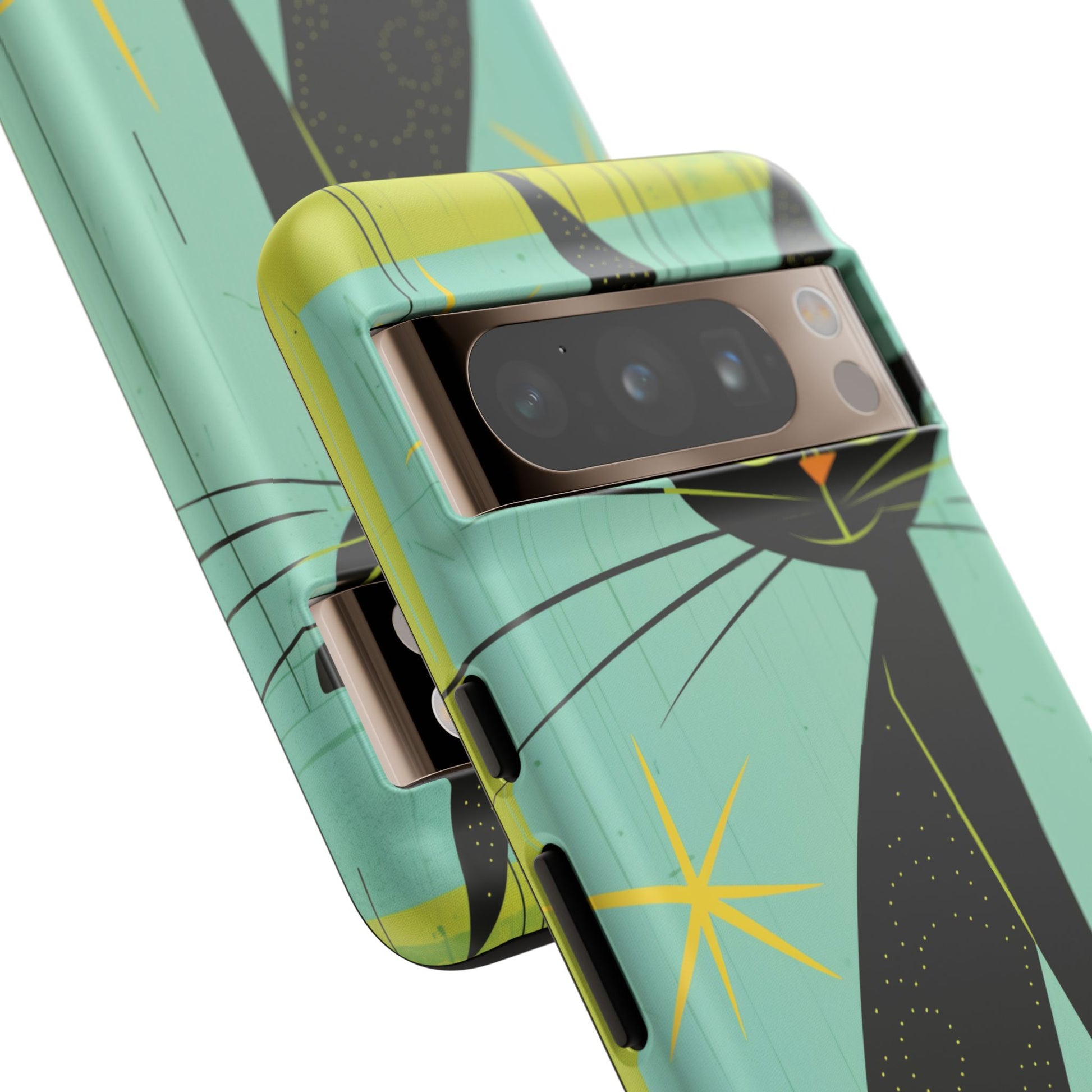 Mid-Century Modern Phone Case, Mid Mod Android Case, Atomic Cats Android Case, Retro Chic Smartphone Cover, Unique Artistic Phone Accessory