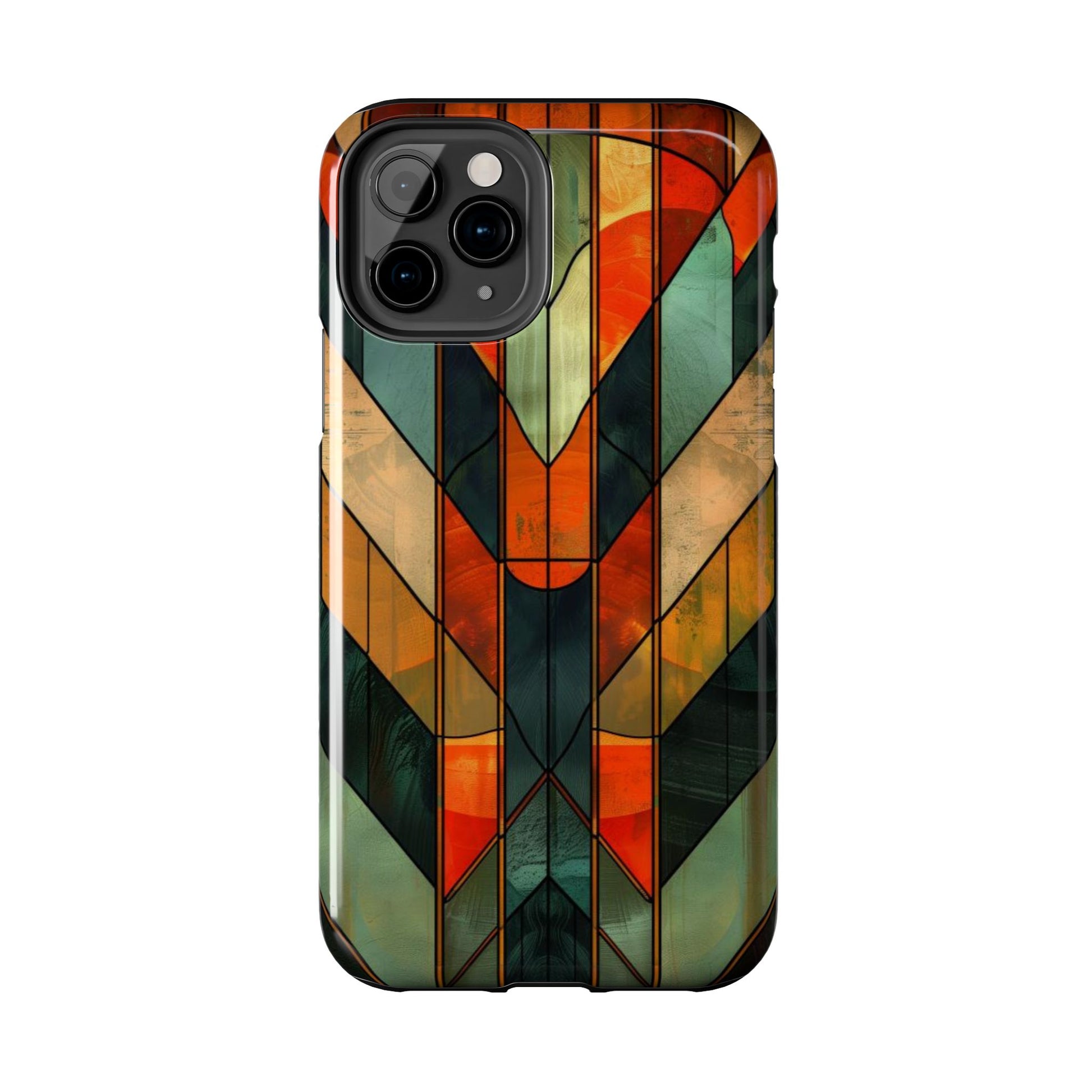 Noir Art Deco Colorful Stained Glass - Durable Dual Layer Iphone Case - Architect Phone Case