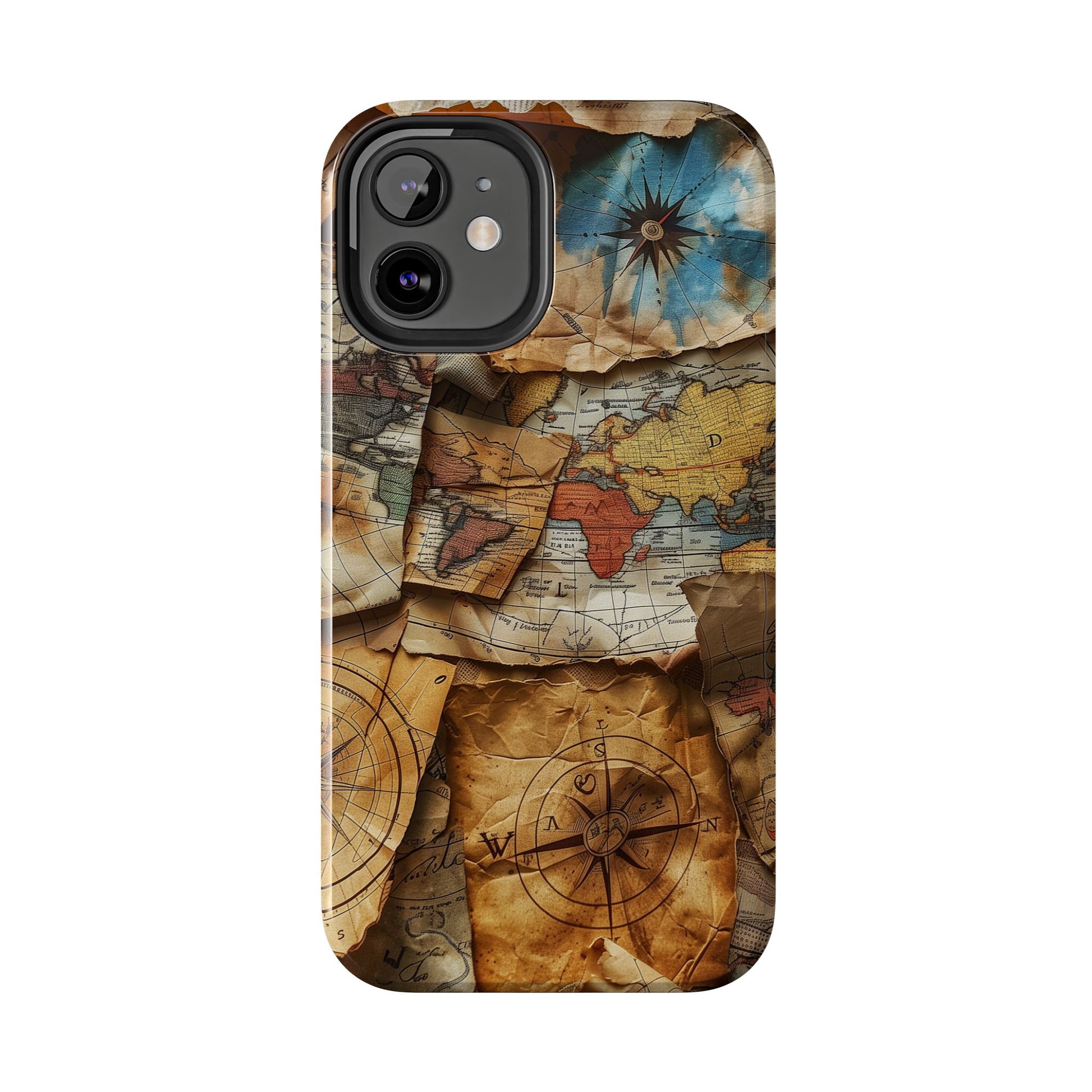 Double Layer Map Phone Case - Protective Phone Case Vintage Map Design - Durable Dual Layer Case with Map Print - Travel Inspired Phone Case