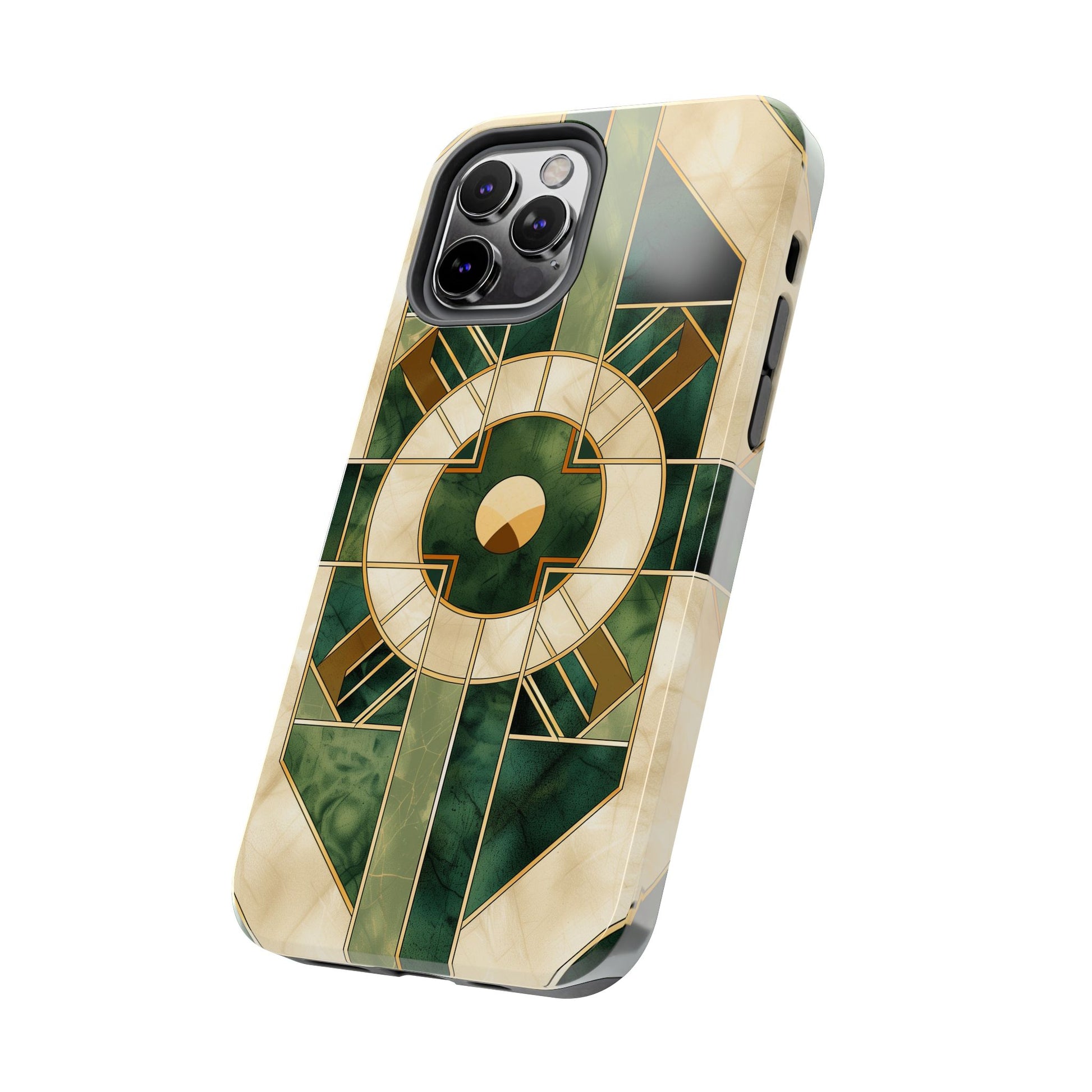 Green Frank Lloyd Wright Inspired Phone Case - Geometric Elegance for iPhone Models