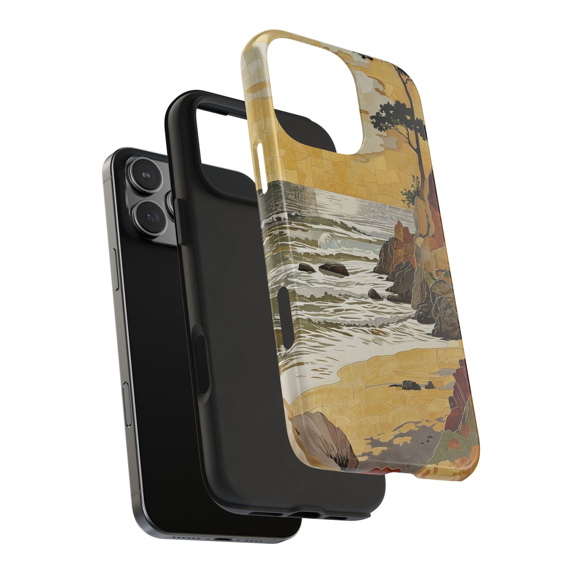 Retro Beach Scene Phone Case, Vintage Tropical Ocean iPhone Case, Summer Beach Phone Cover for iPhone, iphone 15 pro max