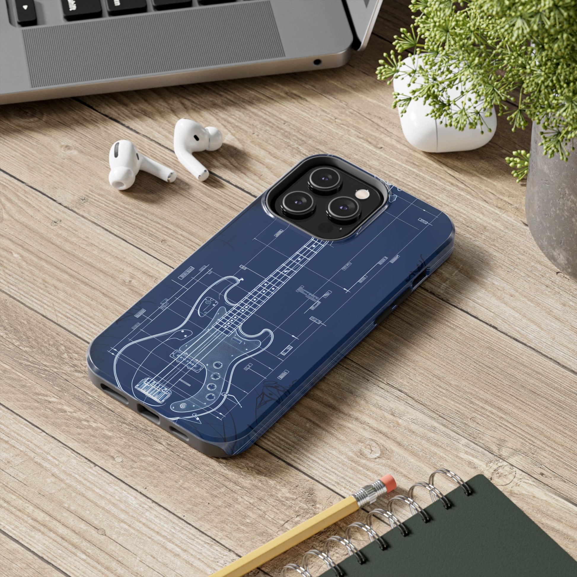 Guitar Phone Case Blueprint Schematic Vintage Custom Design Fender Gibson Rickenbacker Custom Rock Music Phone Accessories Musician Gift
