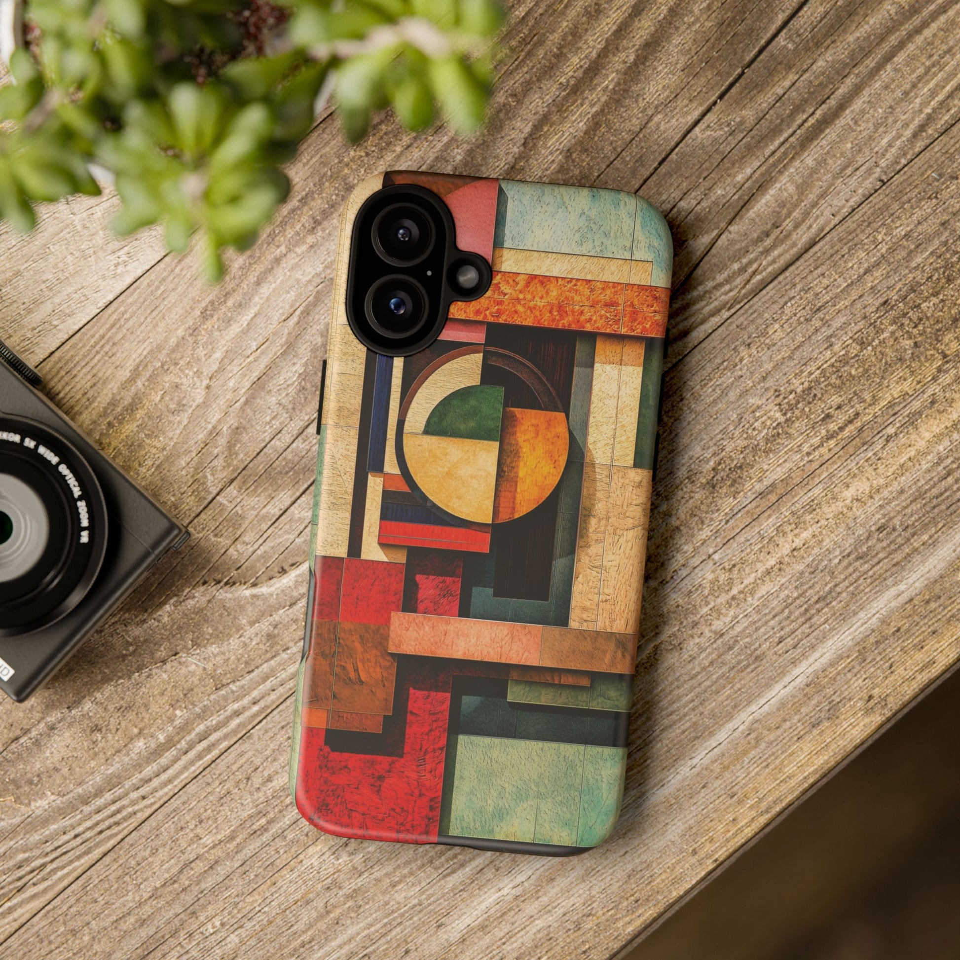 Tan Prairie Style Frank Lloyd Wright Usonian Phone Case Geometric Stained Glass Art Deco Marble Gold 13 14 15 16 iPhone Pro Max Galaxy Pixel
