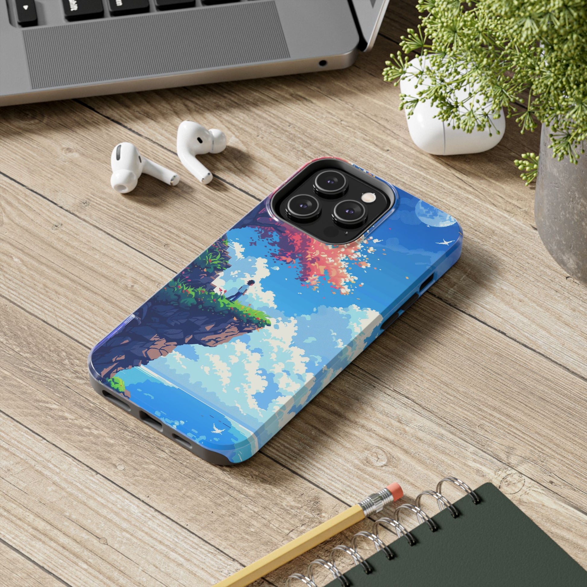 Pixel Art Video Game Landscapes Phone Case, Retro Gaming Pixelated Design, Geeky Gamer Phone Cover, Unique Video Game Art Accessories