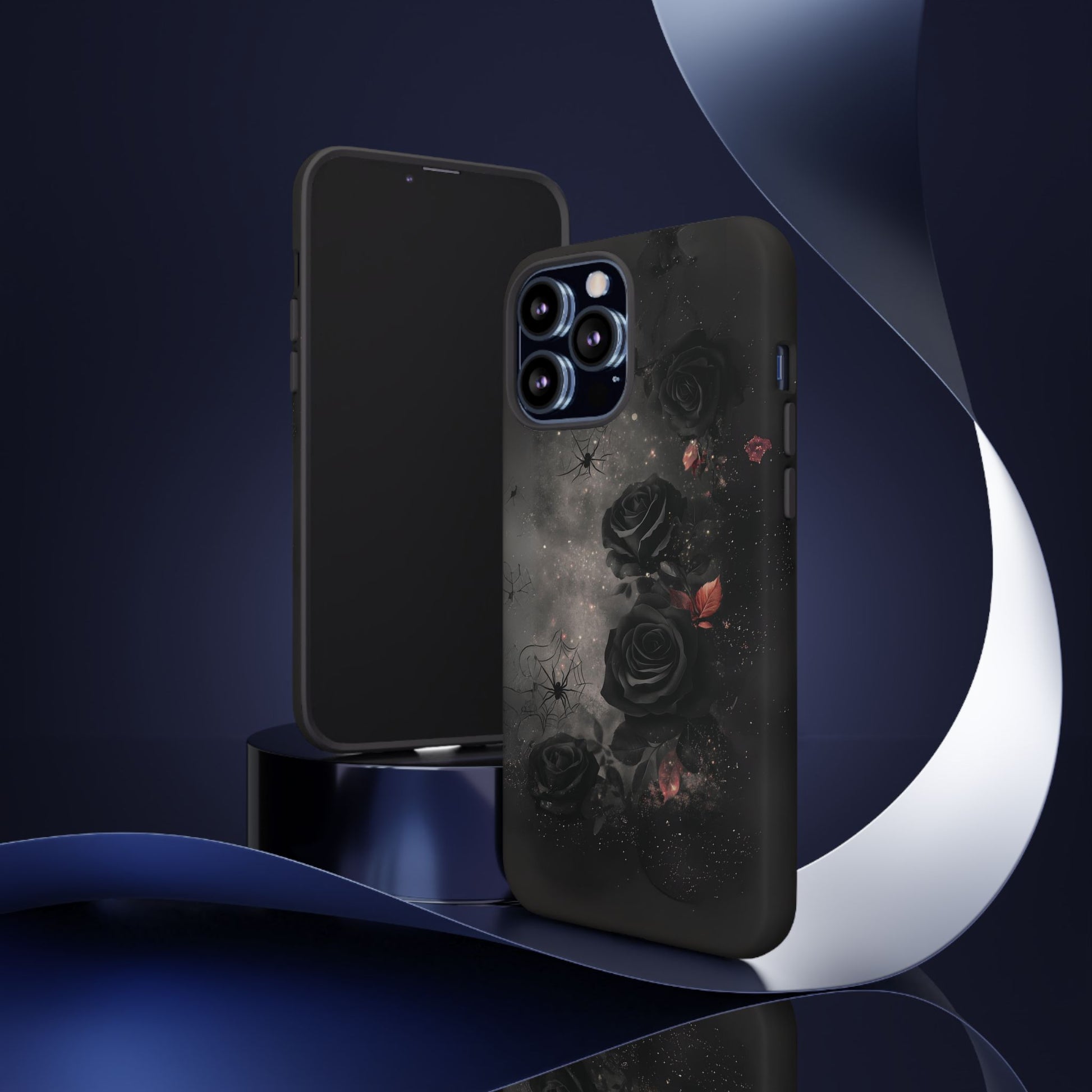 Gothic Floral Phone Case Dark Academia Black Roses Spider Webs Space Witchcraft Night Sky iPhone 13 14 15 16 Pro Max Galaxy Pixel
