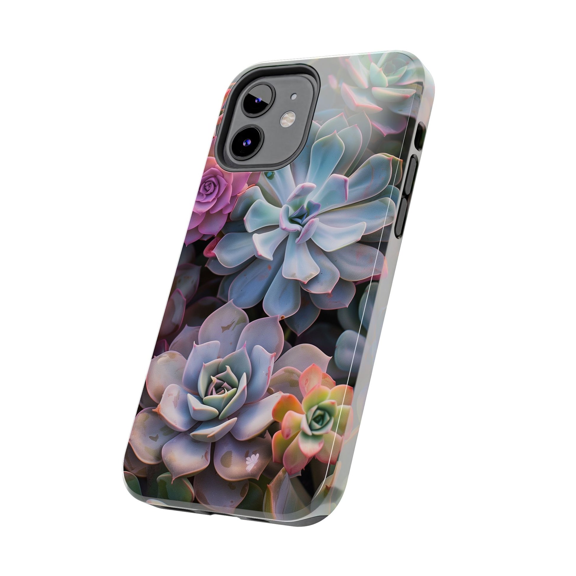 Pastel Succulent Flower Design Durable Phone Case - Tough Protection for iPhones